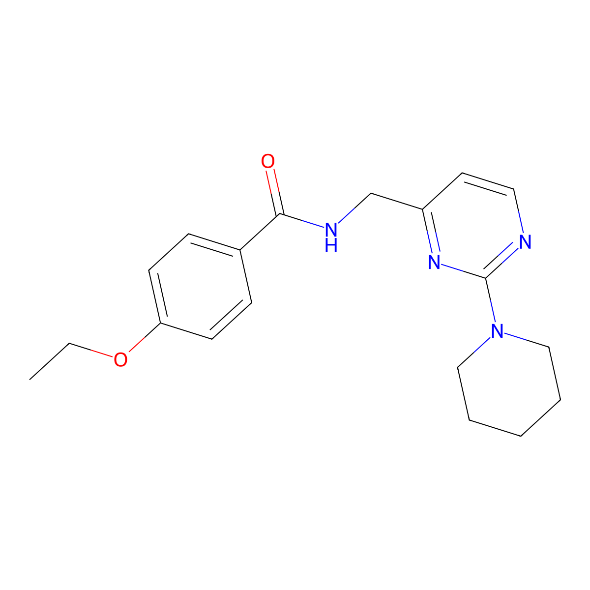 4-ethoxy-N-((2-(piperidin-1-yl)pyrimidin-4-yl)methyl)benzamide molecular structure, CAS 1797330-85-8