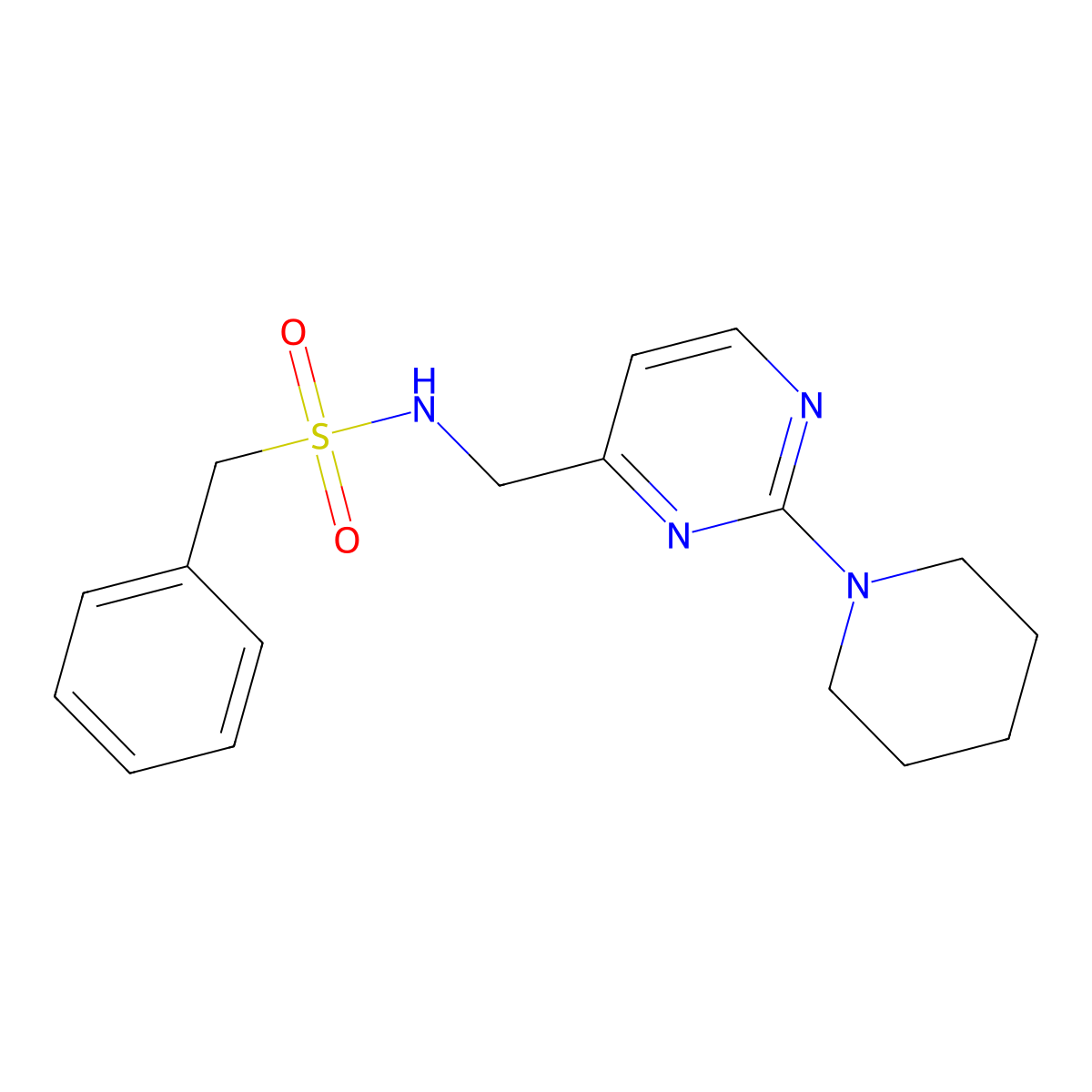 1-phenyl-N-{[2-(piperidin-1-yl)pyrimidin-4-yl]methyl}methanesulfonamide molecular structure, CAS 1797330-94-9