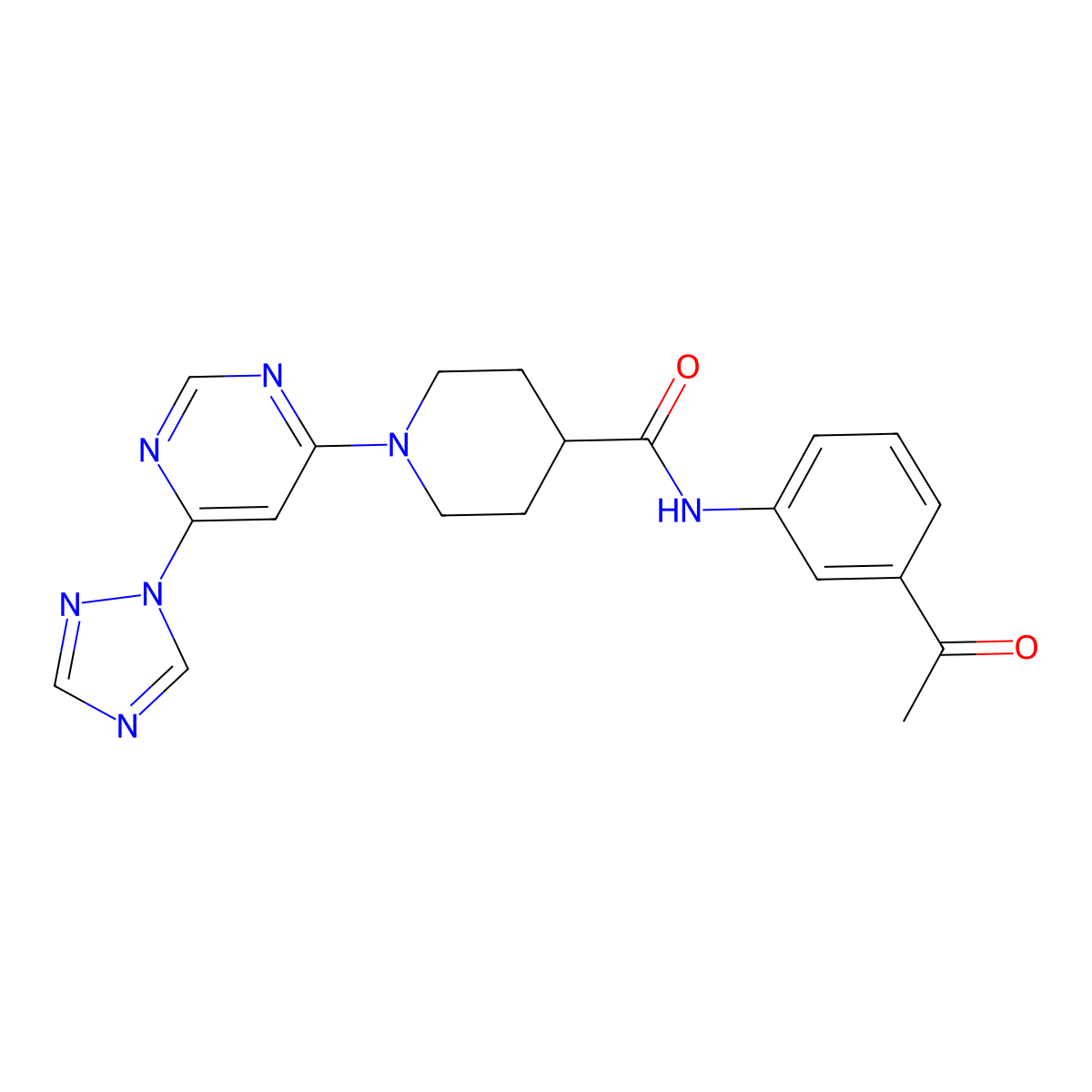 1-(6-(1H-1,2,4-triazol-1-yl)pyrimidin-4-yl)-N-(3-acetylphenyl)piperidine-4-carboxamide molecular structure, CAS 1797331-74-8