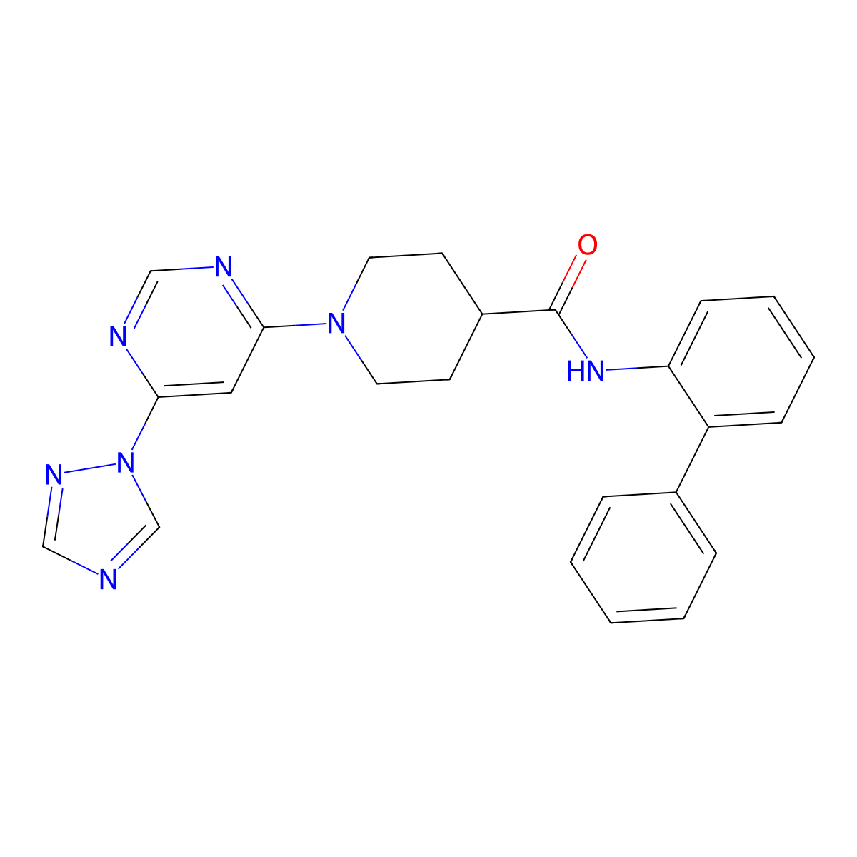 1-(6-(1H-1,2,4-triazol-1-yl)pyrimidin-4-yl)-N-([1,1'-biphenyl]-2-yl)piperidine-4-carboxamide molecular structure, CAS 1797331-79-3