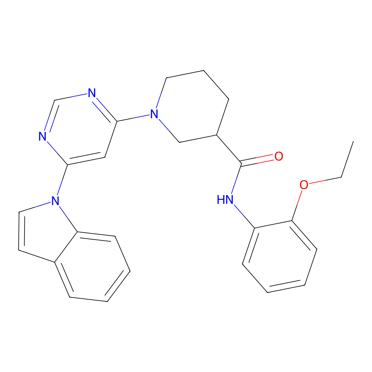 1-(6-(1H-indol-1-yl)pyrimidin-4-yl)-N-(2-ethoxyphenyl)piperidine-3-carboxamide molecular structure, CAS 1797332-32-1