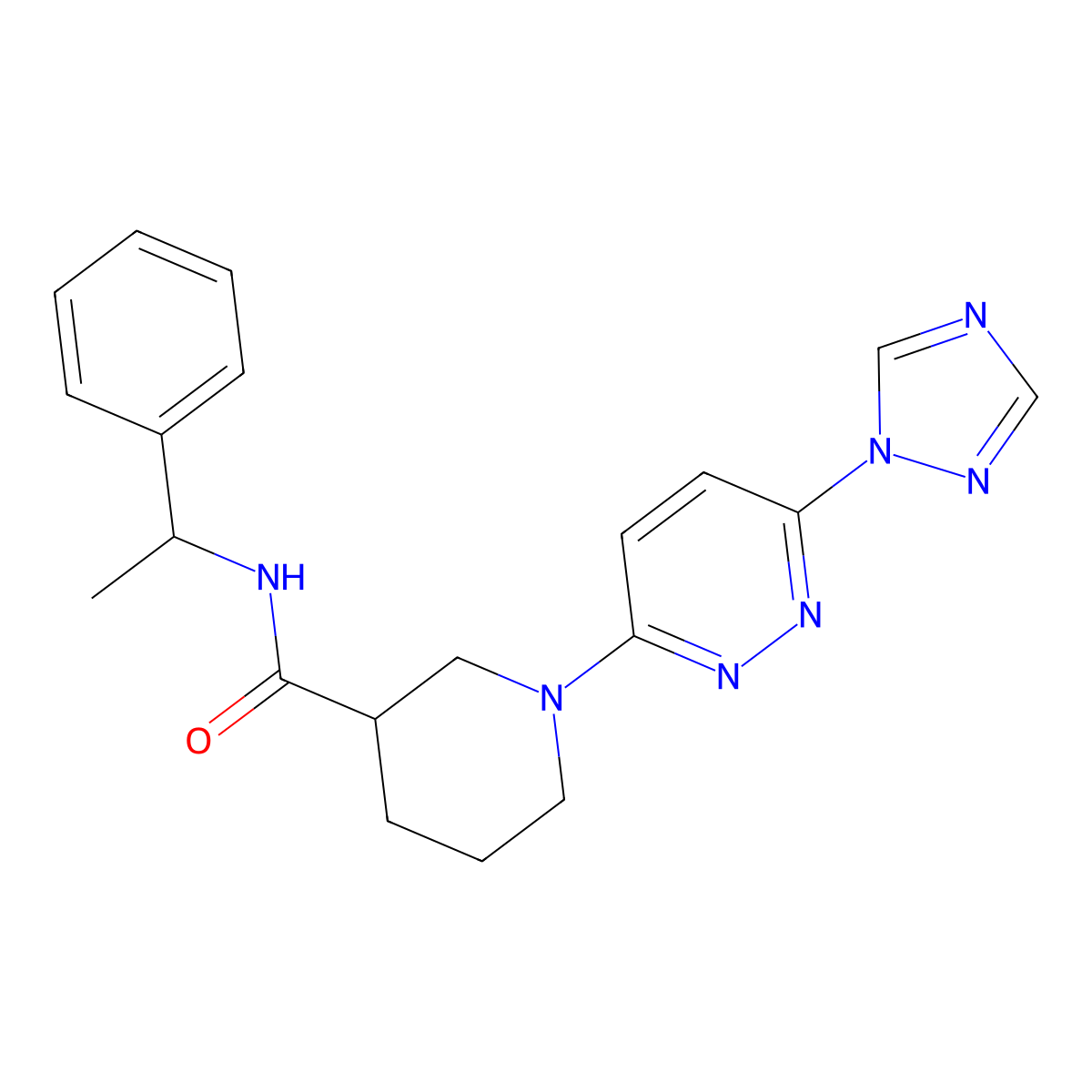 1-(6-(1H-1,2,4-triazol-1-yl)pyridazin-3-yl)-N-(1-phenylethyl)piperidine-3-carboxamide molecular structure, CAS 1797332-84-3