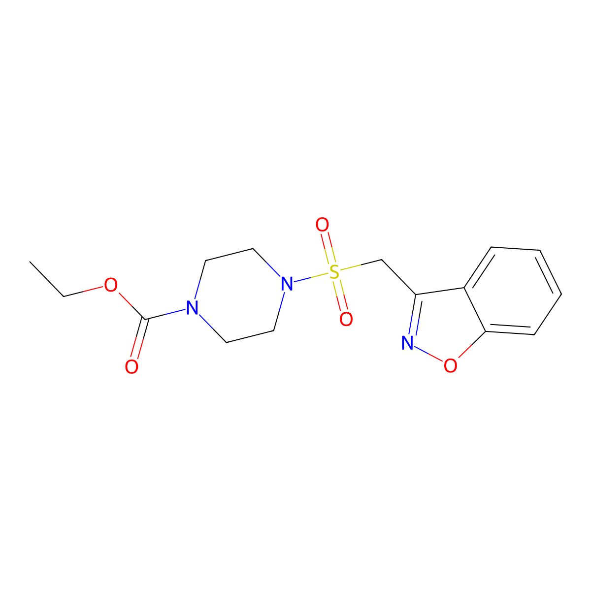 Ethyl 4-((benzo[d]isoxazol-3-ylmethyl)sulfonyl)piperazine-1-carboxylate molecular structure, CAS 1797332-99-0