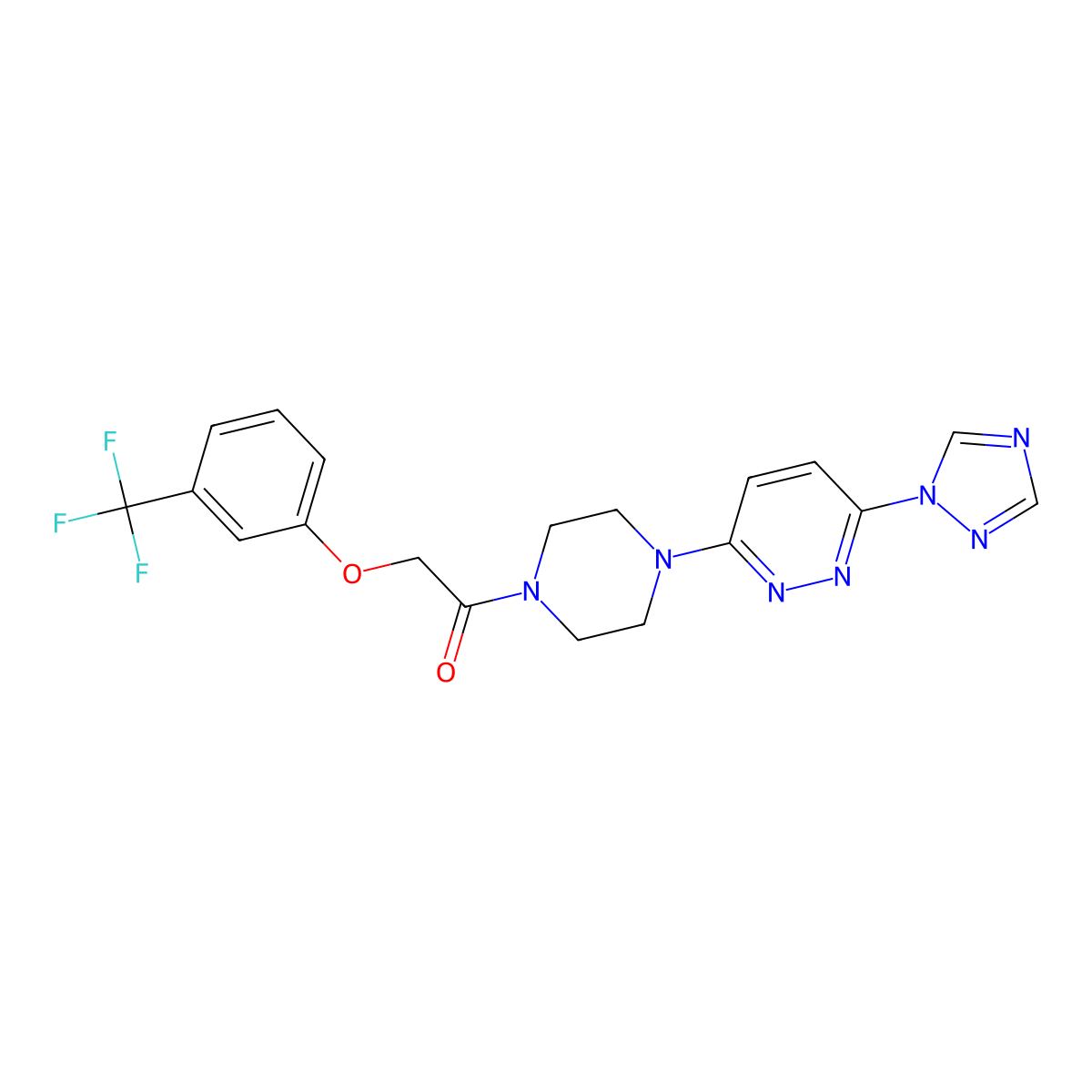 1-(4-(6-(1H-1,2,4-triazol-1-yl)pyridazin-3-yl)piperazin-1-yl)-2-(3-(trifluoromethyl)phenoxy)ethanone molecular structure, CAS 1797333-11-9