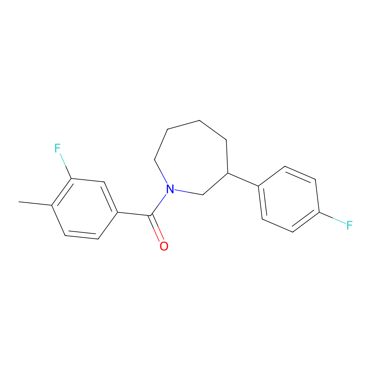 (3-Fluoro-4-methylphenyl)(3-(4-fluorophenyl)azepan-1-yl)methanone molecular structure, CAS 1797333-55-1