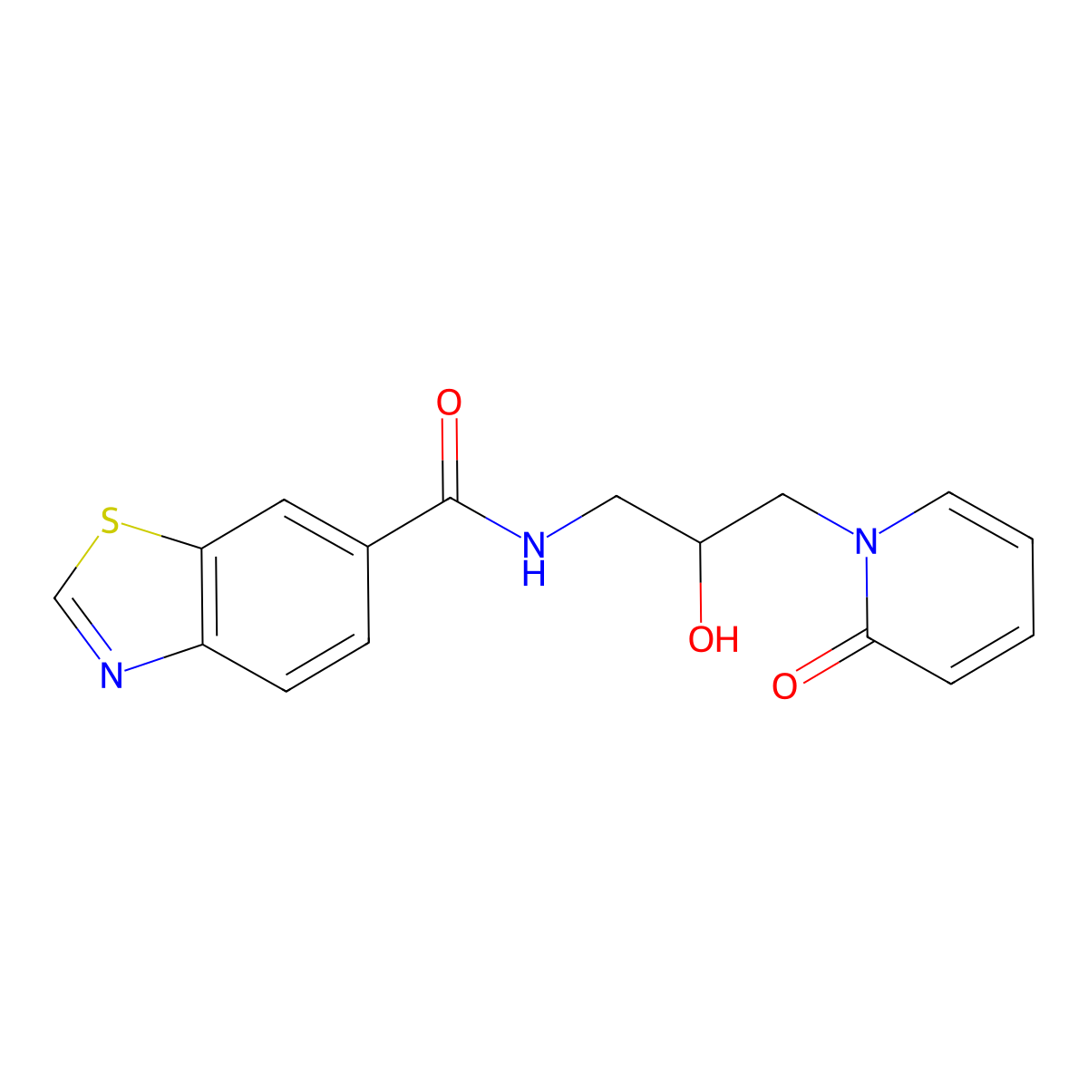 N-(2-hydroxy-3-(2-oxopyridin-1(2H)-yl)propyl)benzo[d]thiazole-6-carboxamide molecular structure, CAS 1797333-78-8