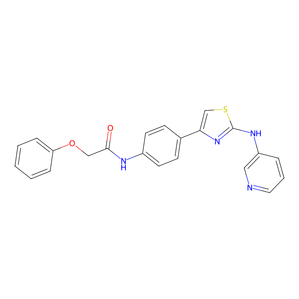 2-phenoxy-N-(4-(2-(pyridin-3-ylamino)thiazol-4-yl)phenyl)acetamide molecular structure, CAS 1797334-30-5
