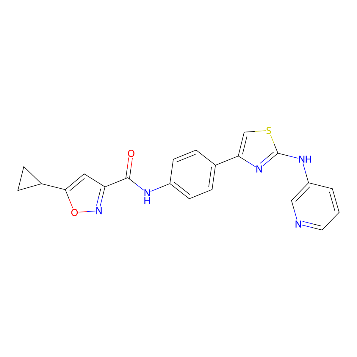 5-cyclopropyl-N-(4-(2-(pyridin-3-ylamino)thiazol-4-yl)phenyl)isoxazole-3-carboxamide molecular structure, CAS 1797334-39-4