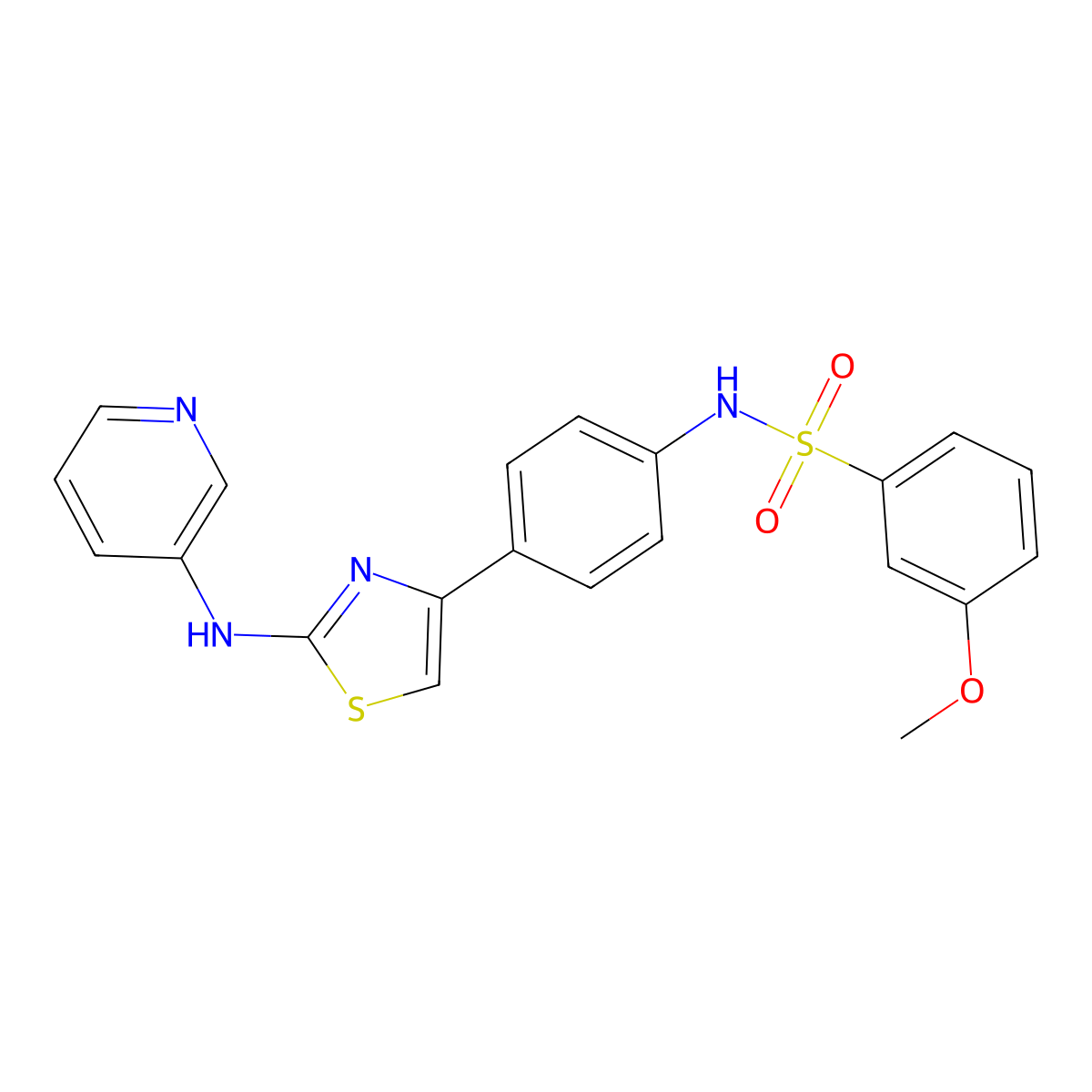 3-methoxy-N-(4-(2-(pyridin-3-ylamino)thiazol-4-yl)phenyl)benzenesulfonamide molecular structure, CAS 1797334-54-3