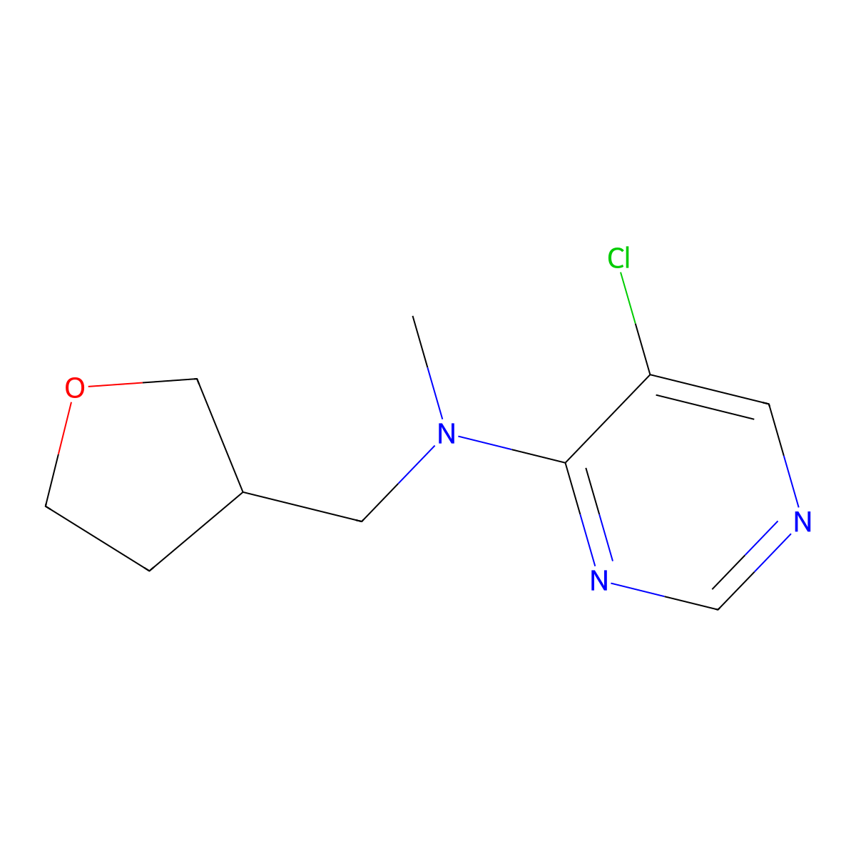 5-chloro-N-methyl-N-[(oxolan-3-yl)methyl]pyrimidin-4-amine molecular structure, CAS 1797334-69-0