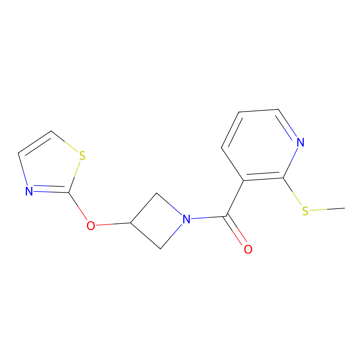 (2-(Methylthio)pyridin-3-yl)(3-(thiazol-2-yloxy)azetidin-1-yl)methanone molecular structure, CAS 1797335-44-4