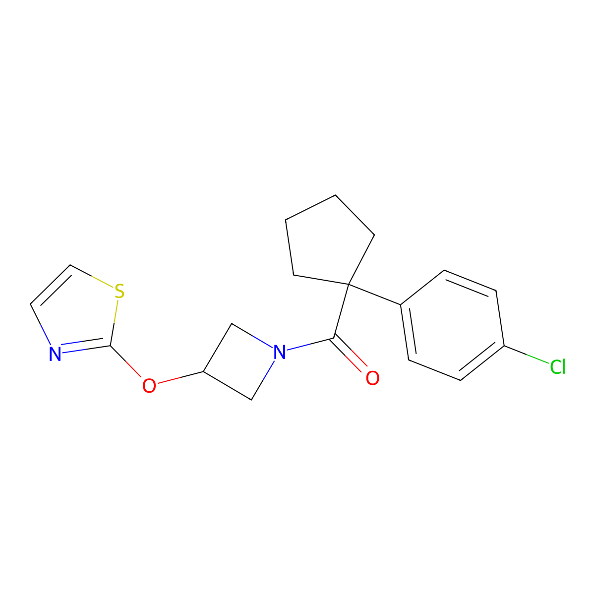 (1-(4-Chlorophenyl)cyclopentyl)(3-(thiazol-2-yloxy)azetidin-1-yl)methanone molecular structure, CAS 1797335-56-8