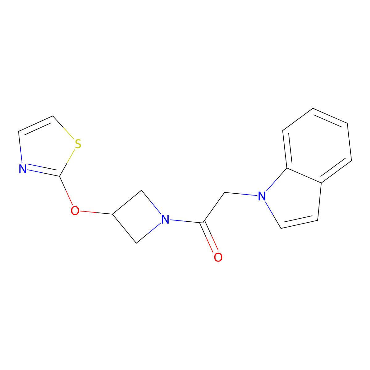 2-(1H-indol-1-yl)-1-(3-(thiazol-2-yloxy)azetidin-1-yl)ethanone molecular structure, CAS 1797335-69-3