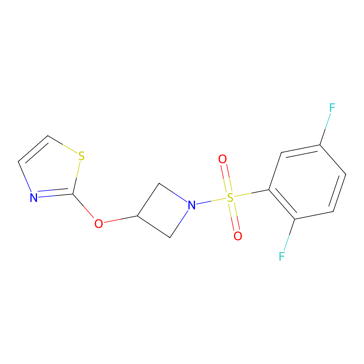 2-((1-((2,5-Difluorophenyl)sulfonyl)azetidin-3-yl)oxy)thiazole molecular structure, CAS 1797335-84-2