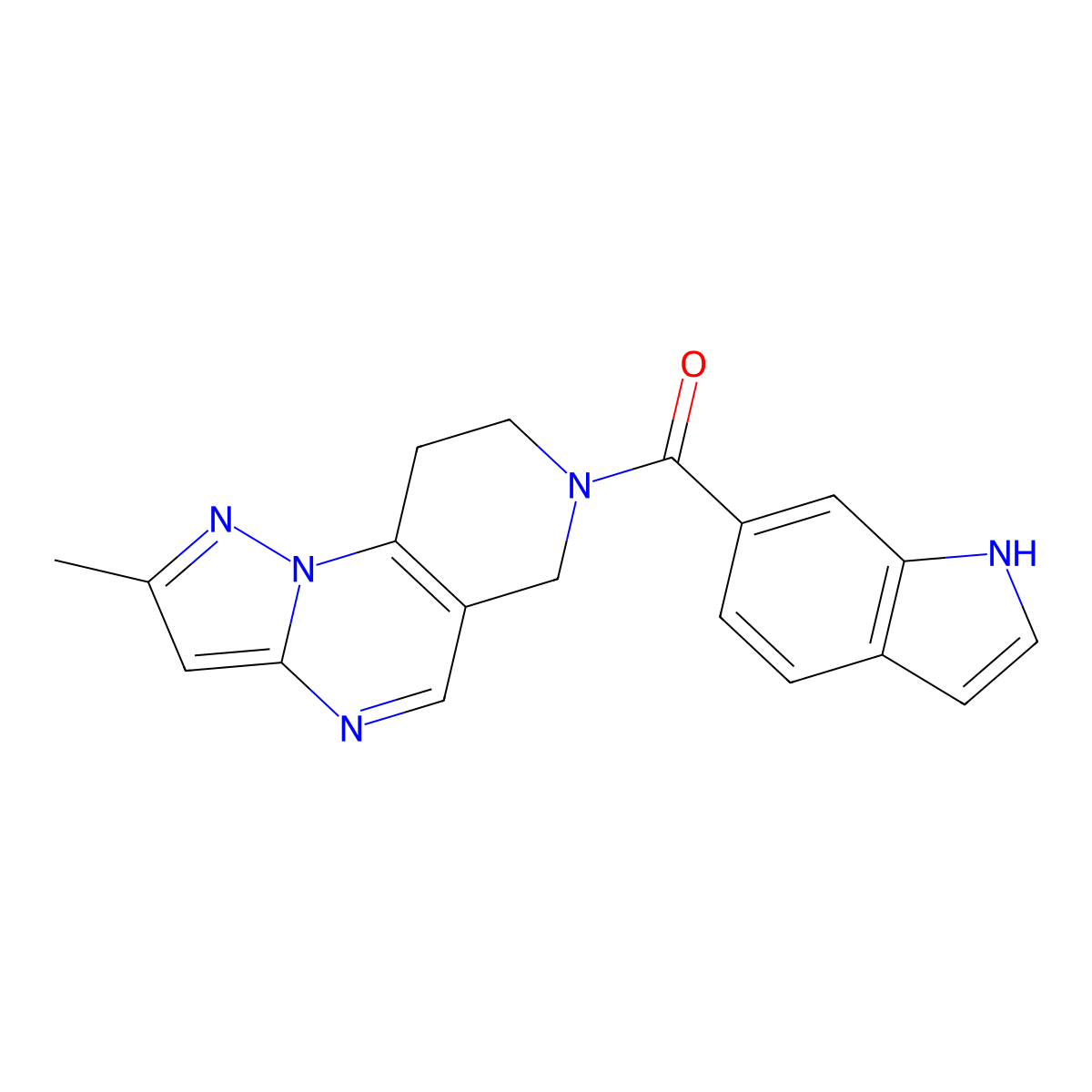 (1H-indol-6-yl)(2-methyl-8,9-dihydropyrazolo[1,5-a]pyrido[3,4-e]pyrimidin-7(6H)-yl)methanone molecular structure, CAS 1797335-93-3