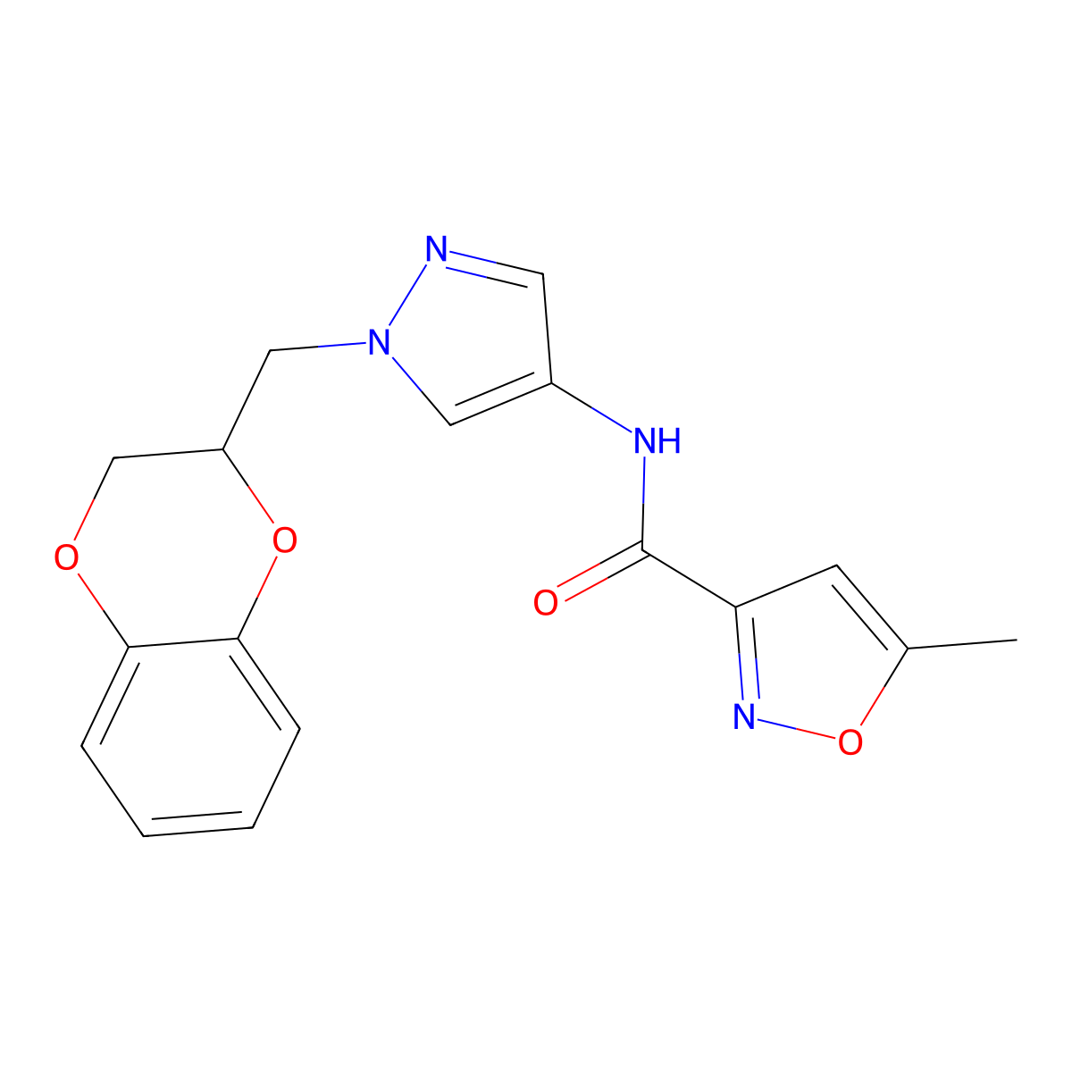 N-(1-((2,3-dihydrobenzo[b][1,4]dioxin-2-yl)methyl)-1H-pyrazol-4-yl)-5-methylisoxazole-3-carboxamide molecular structure, CAS 1797336-48-1
