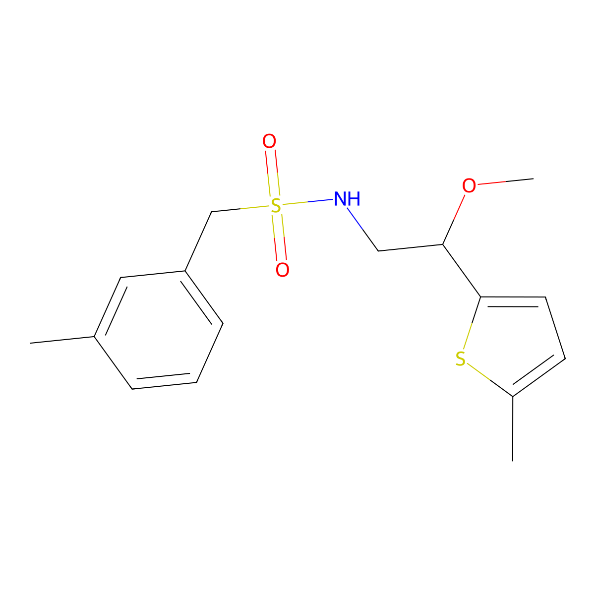 N-(2-methoxy-2-(5-methylthiophen-2-yl)ethyl)-1-(m-tolyl)methanesulfonamide molecular structure, CAS 1797337-57-5