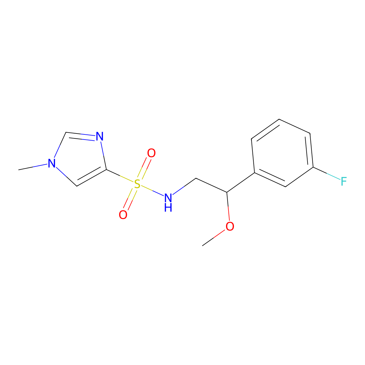 N-[2-(3-fluorophenyl)-2-methoxyethyl]-1-methyl-1H-imidazole-4-sulfonamide molecular structure, CAS 1797338-01-2
