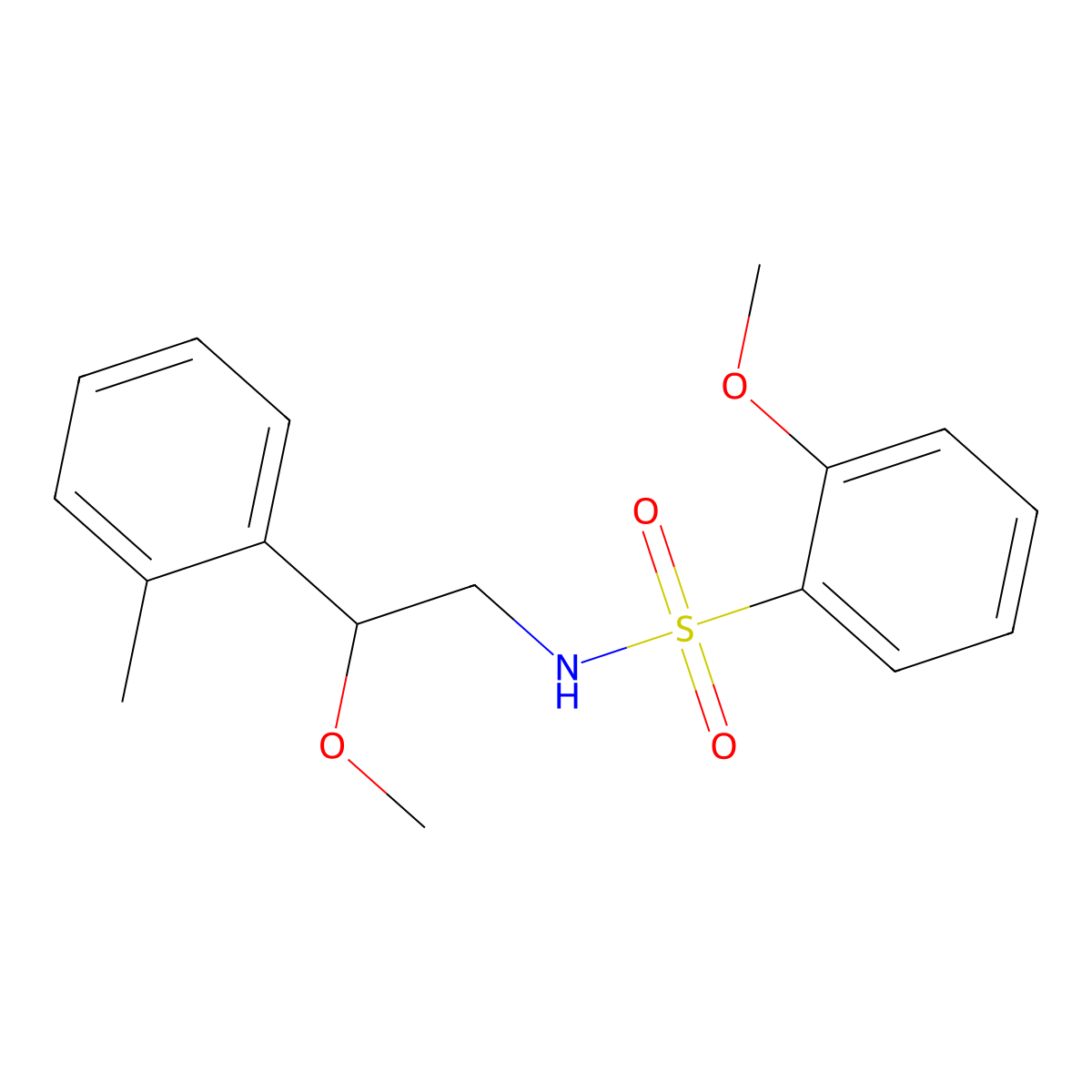 2-methoxy-N-(2-methoxy-2-(o-tolyl)ethyl)benzenesulfonamide molecular structure, CAS 1797338-50-1