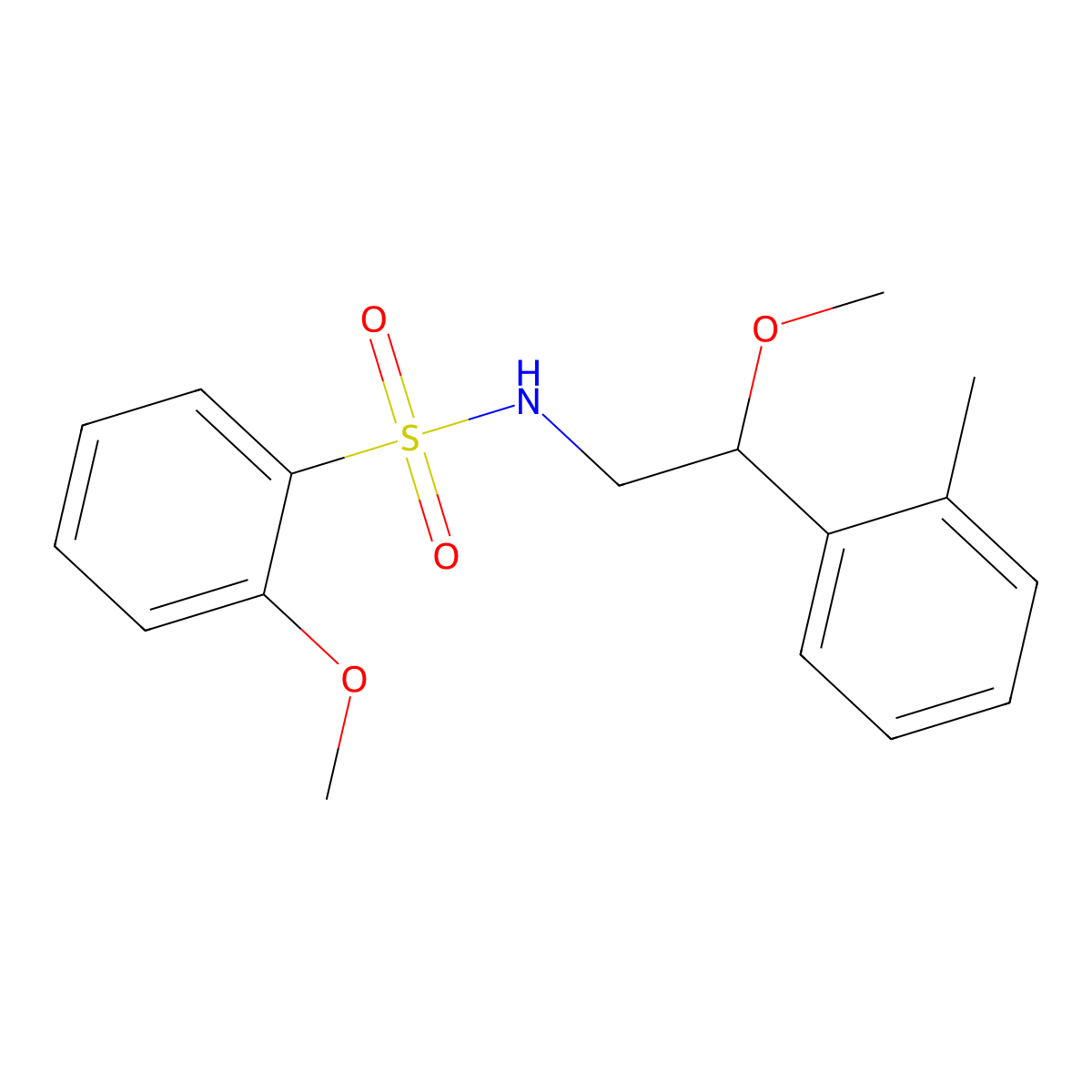 2-methoxy-N-(2-methoxy-2-(o-tolyl)ethyl)benzenesulfonamide molecular structure, CAS 1797338-50-1