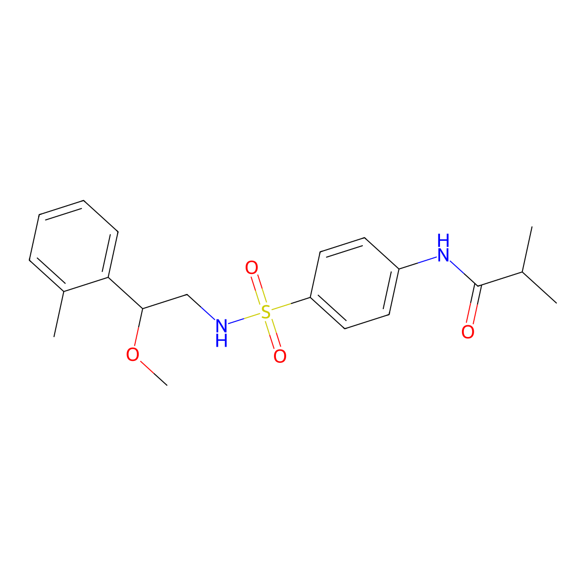 N-(4-(N-(2-methoxy-2-(o-tolyl)ethyl)sulfamoyl)phenyl)isobutyramide molecular structure, CAS 1797338-56-7