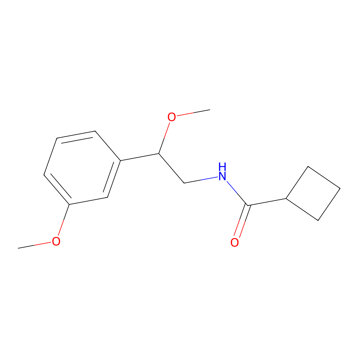 N-[2-methoxy-2-(3-methoxyphenyl)ethyl]cyclobutanecarboxamide molecular structure, CAS 1797338-88-5