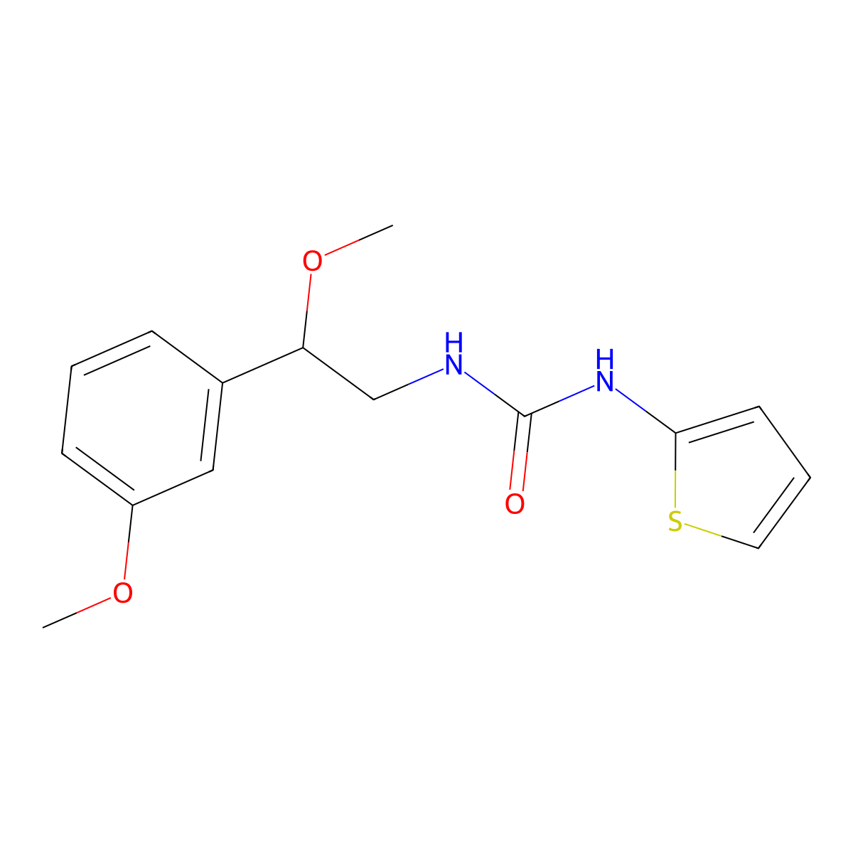 1-[2-Methoxy-2-(3-methoxyphenyl)ethyl]-3-(thiophen-2-yl)urea molecular structure, CAS 1797339-16-2