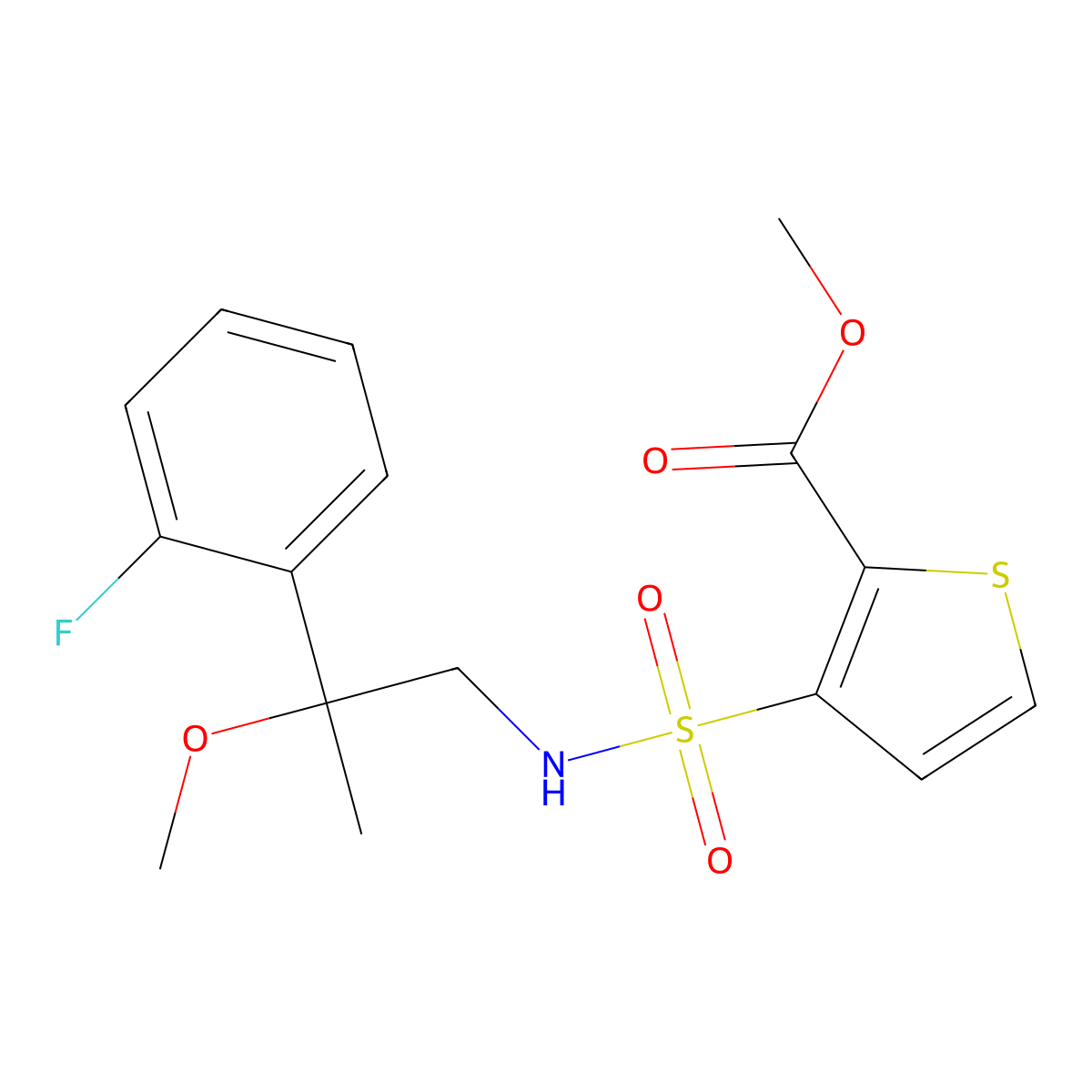 methyl 3-(N-(2-(2-fluorophenyl)-2-methoxypropyl)sulfamoyl)thiophene-2-carboxylate molecular structure, CAS 1797339-36-6