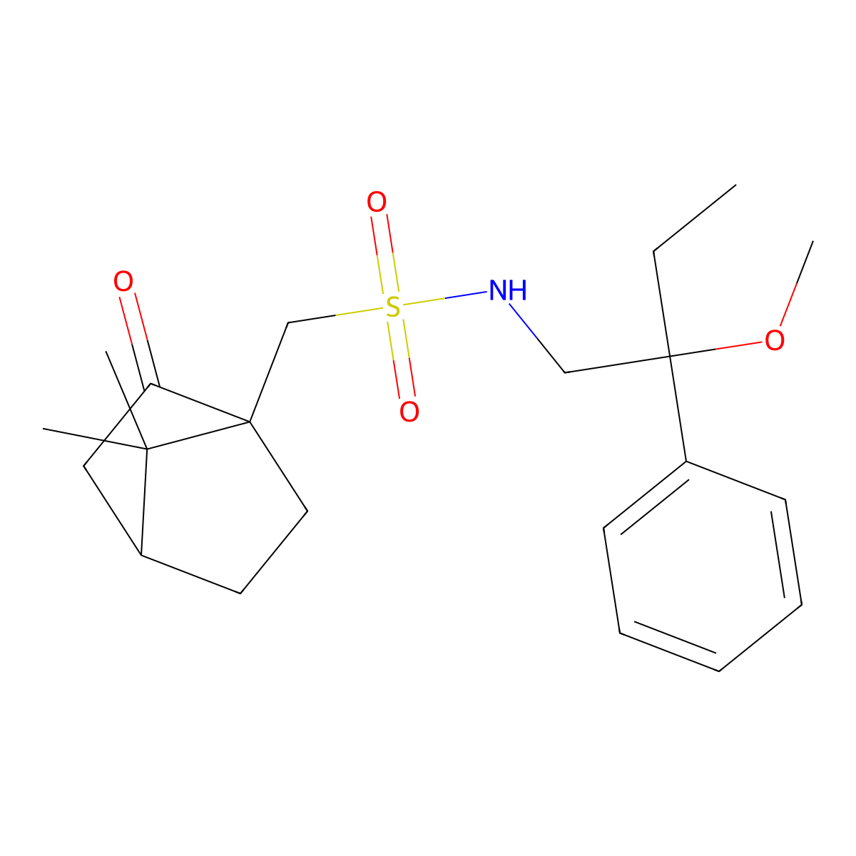 1-(7,7-dimethyl-2-oxobicyclo[2.2.1]heptan-1-yl)-N-(2-methoxy-2-phenylbutyl)methanesulfonamide molecular structure, CAS 1797339-96-8