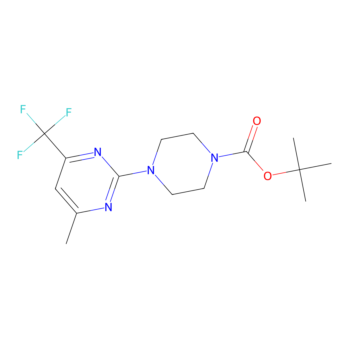 Tert-butyl 4-[4-methyl-6-(trifluoromethyl)pyrimidin-2-yl]piperazine-1-carboxylate molecular structure, CAS 1797340-49-8
