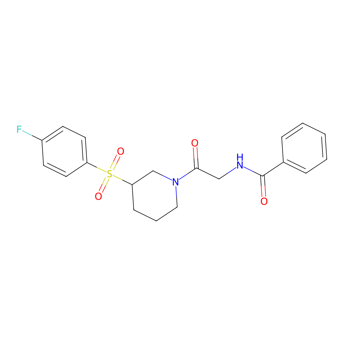 N-(2-(3-((4-fluorophenyl)sulfonyl)piperidin-1-yl)-2-oxoethyl)benzamide molecular structure, CAS 1797341-14-0
