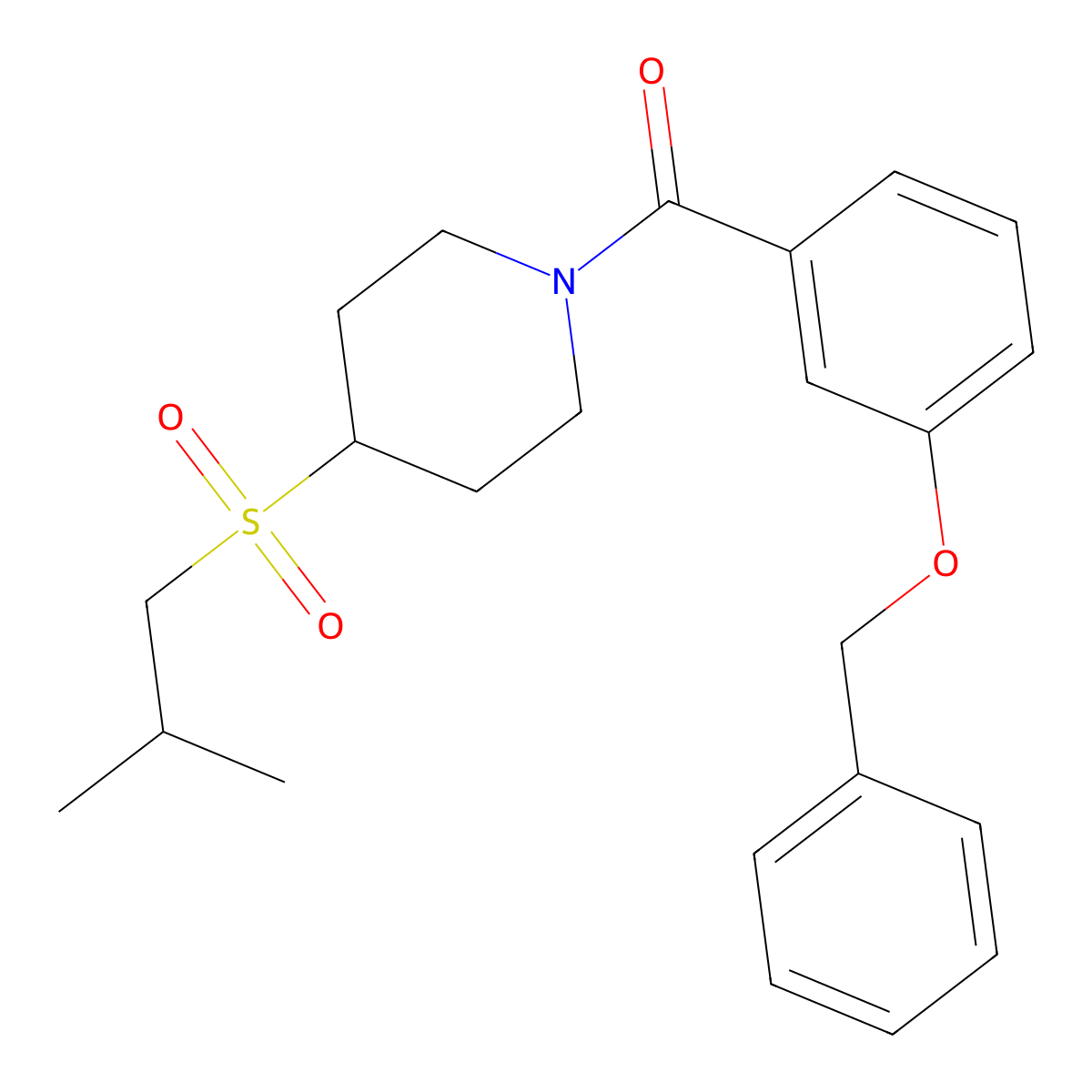 (3-(Benzyloxy)phenyl)(4-(isobutylsulfonyl)piperidin-1-yl)methanone molecular structure, CAS 1797341-40-2