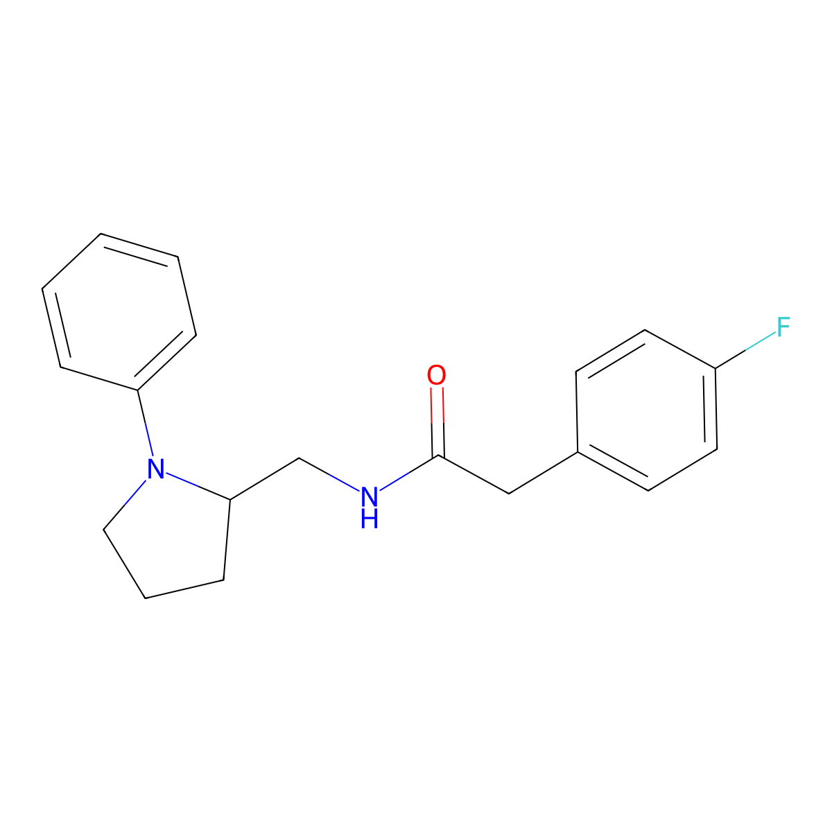 2-(4-Fluorophenyl)-N-[(1-phenylpyrrolidin-2-yl)methyl]acetamide molecular structure, CAS 1797341-46-8