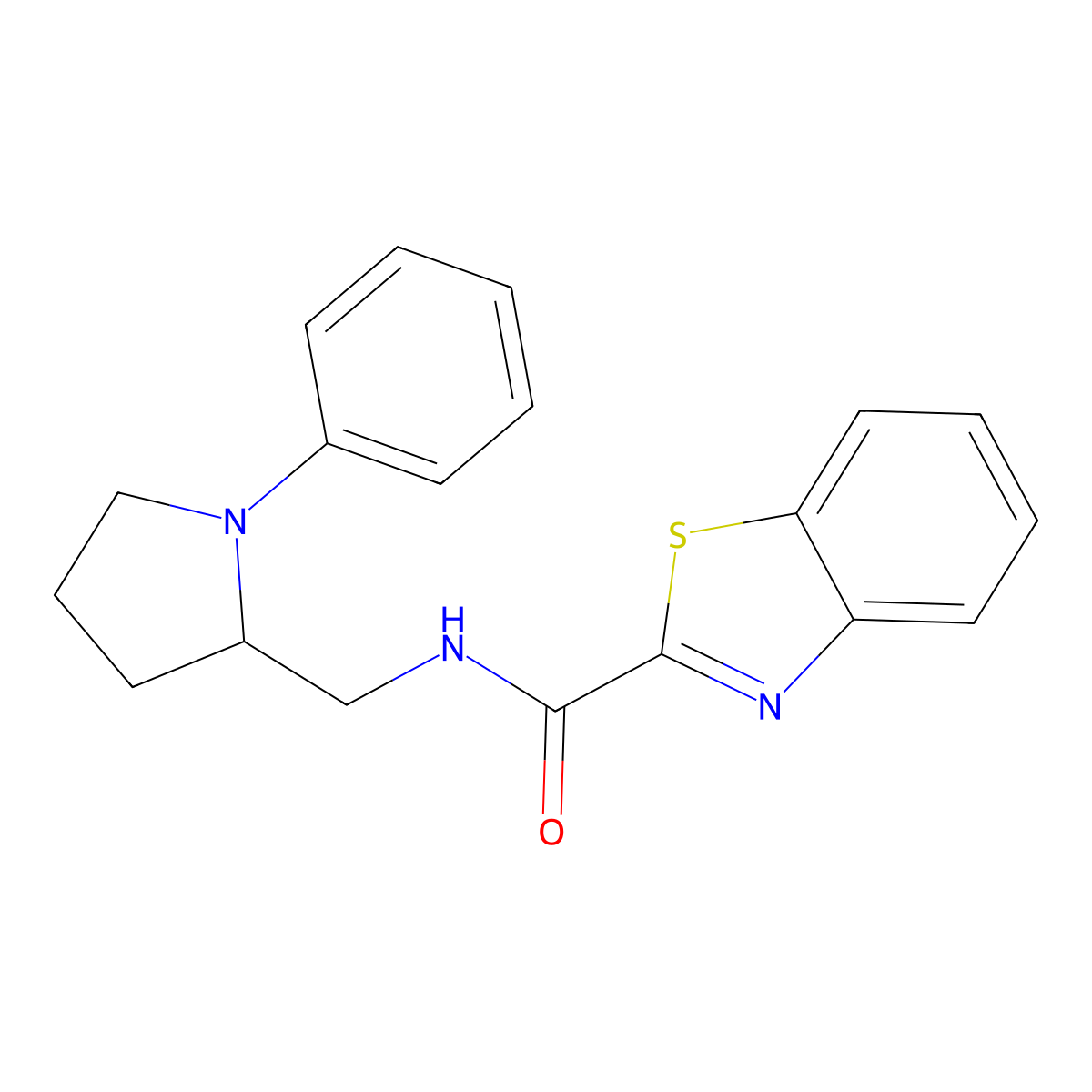 N-((1-phenylpyrrolidin-2-yl)methyl)benzo[d]thiazole-2-carboxamide molecular structure, CAS 1797341-57-1