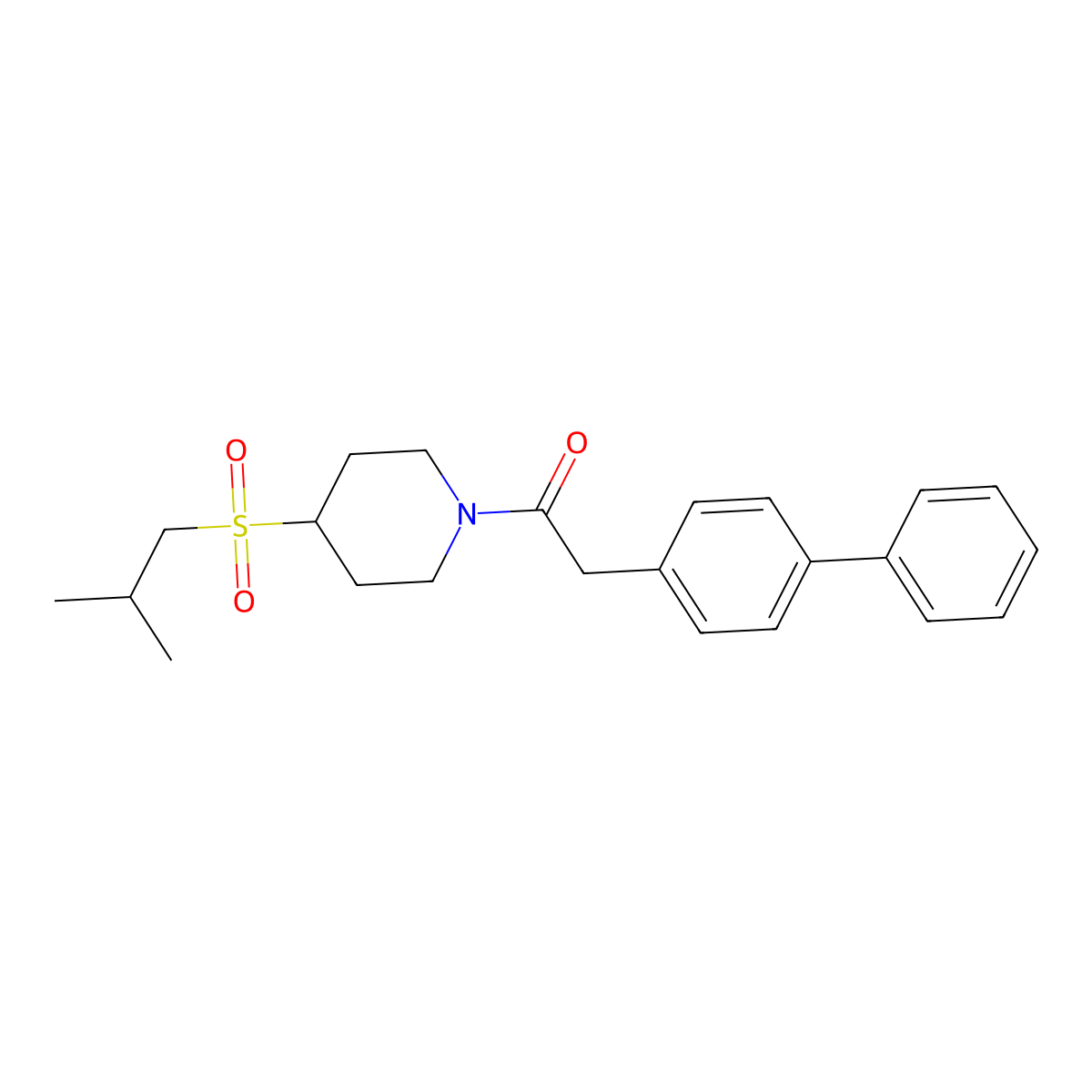 2-([1,1'-Biphenyl]-4-yl)-1-(4-(isobutylsulfonyl)piperidin-1-yl)ethanone molecular structure, CAS 1797341-65-1