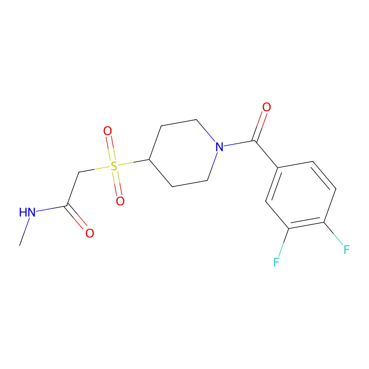 2-{[1-(3,4-difluorobenzoyl)piperidin-4-yl]sulfonyl}-N-methylacetamide molecular structure, CAS 1797341-89-9
