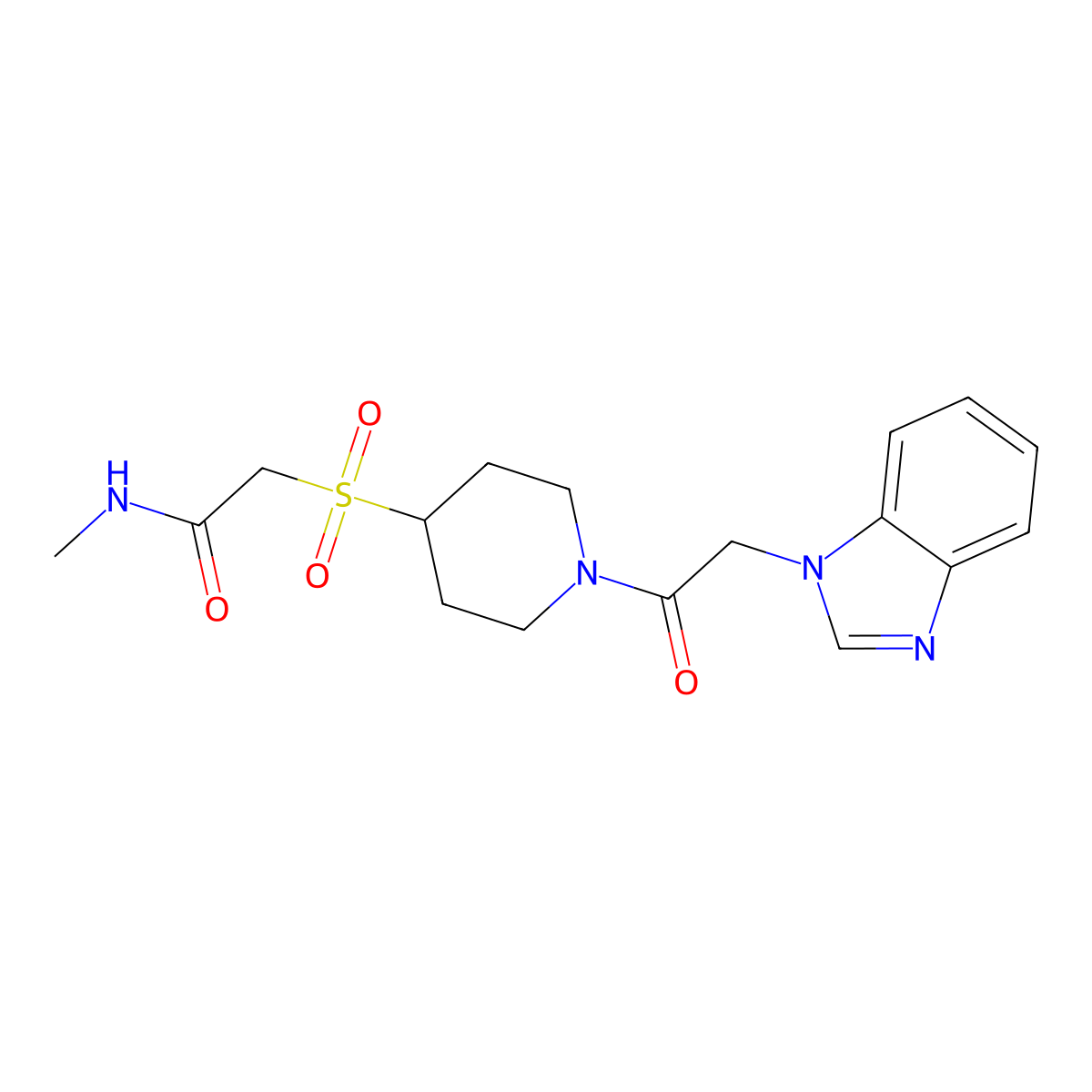 2-((1-(2-(1H-benzo[d]imidazol-1-yl)acetyl)piperidin-4-yl)sulfonyl)-N-methylacetamide molecular structure, CAS 1797341-95-7