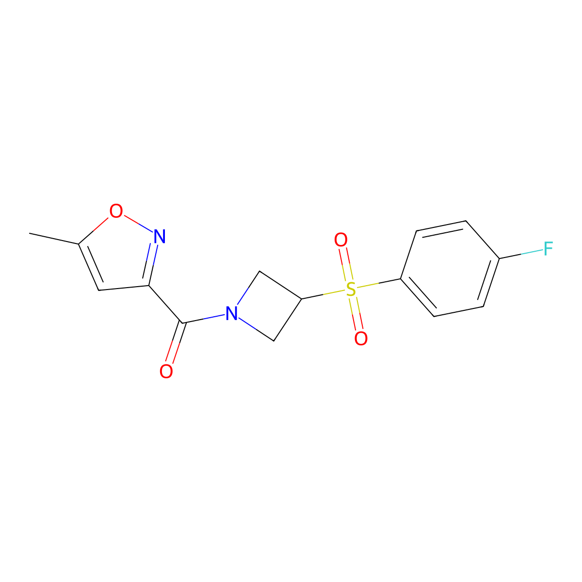 (3-((4-Fluorophenyl)sulfonyl)azetidin-1-yl)(5-methylisoxazol-3-yl)methanone molecular structure, CAS 1797342-03-0