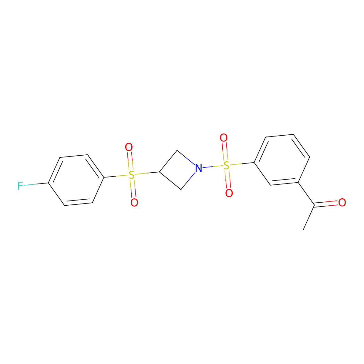 1-(3-((3-((4-Fluorophenyl)sulfonyl)azetidin-1-yl)sulfonyl)phenyl)ethanone molecular structure, CAS 1797342-26-7