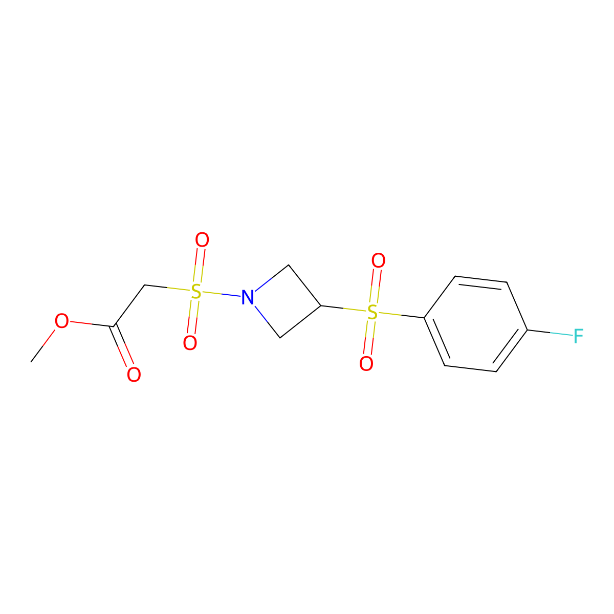 Methyl 2-((3-((4-fluorophenyl)sulfonyl)azetidin-1-yl)sulfonyl)acetate molecular structure, CAS 1797342-43-8