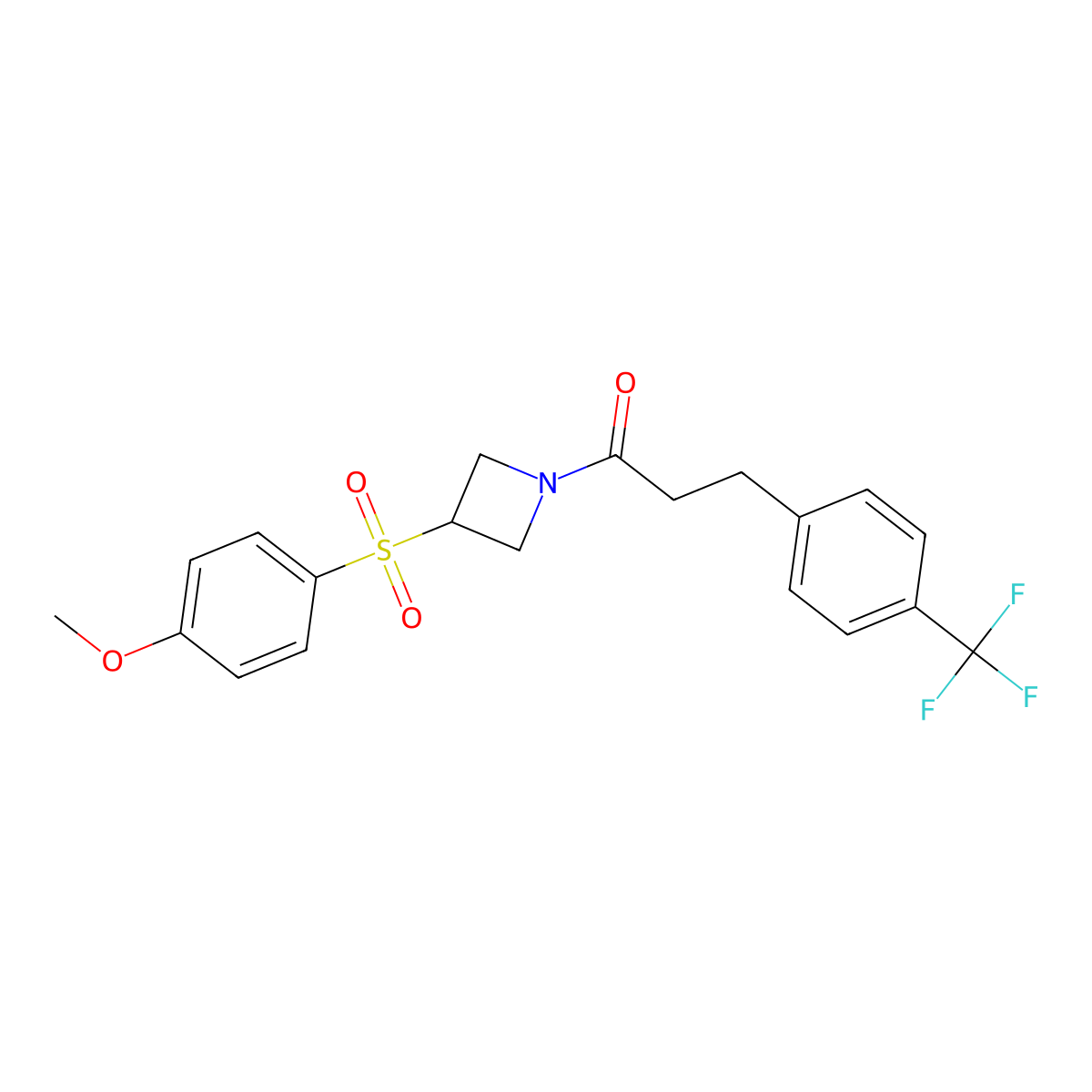 1-(3-((4-Methoxyphenyl)sulfonyl)azetidin-1-yl)-3-(4-(trifluoromethyl)phenyl)propan-1-one molecular structure, CAS 1797342-55-2