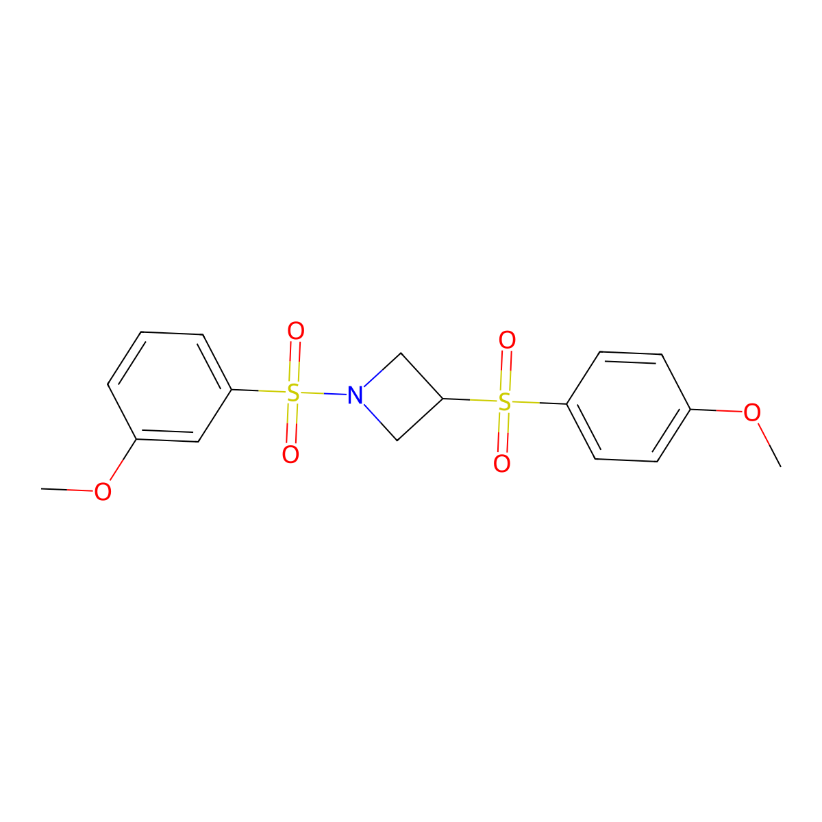 1-((3-Methoxyphenyl)sulfonyl)-3-((4-methoxyphenyl)sulfonyl)azetidine molecular structure, CAS 1797342-66-5