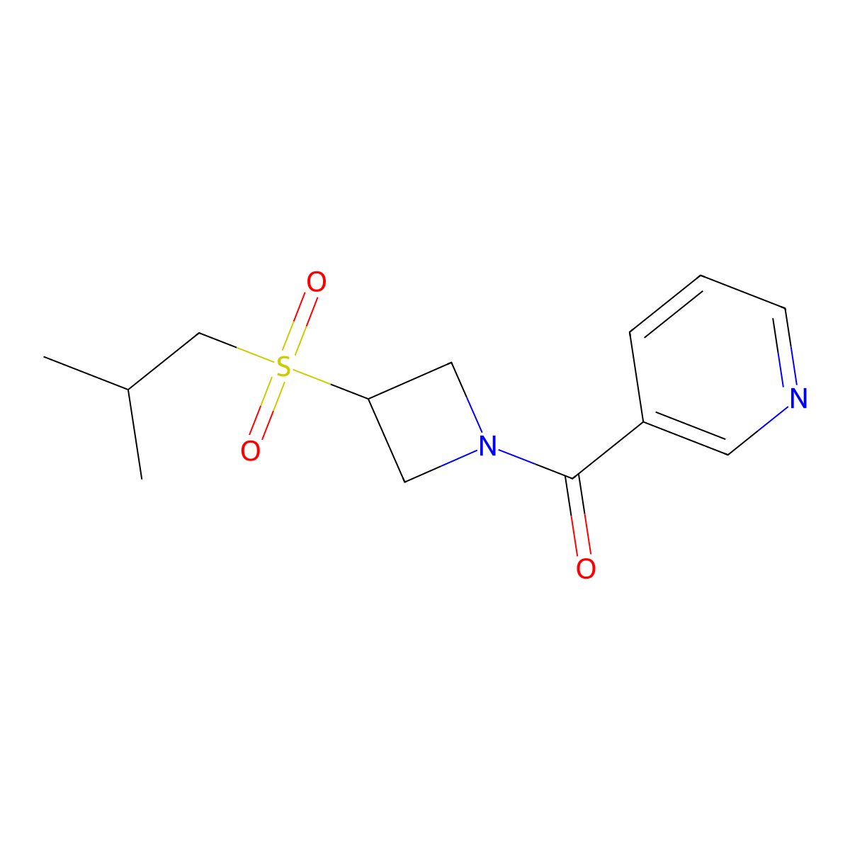 (3-(Isobutylsulfonyl)azetidin-1-yl)(pyridin-3-yl)methanone molecular structure, CAS 1797343-16-8