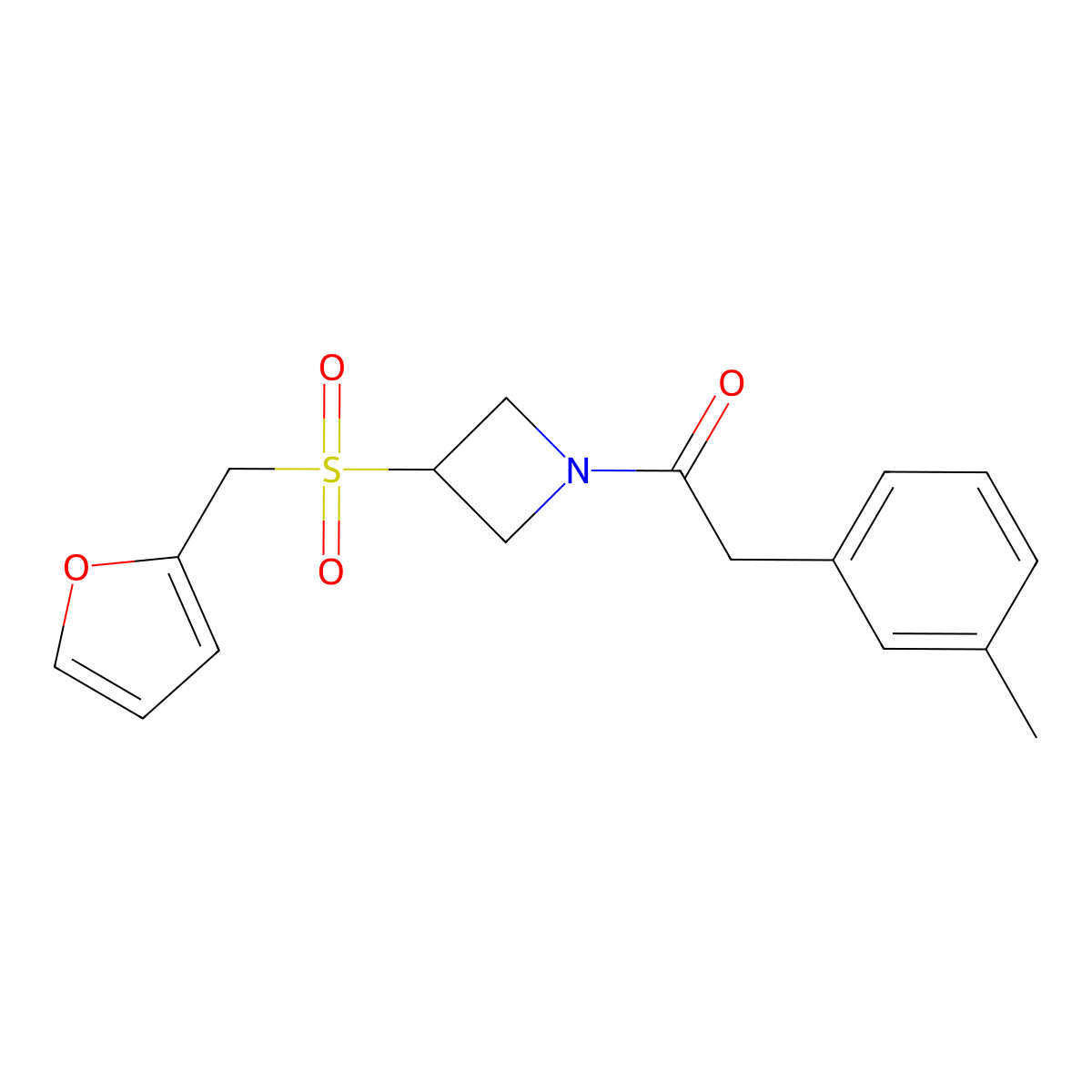 1-(3-((Furan-2-ylmethyl)sulfonyl)azetidin-1-yl)-2-(m-tolyl)ethanone molecular structure, CAS 1797343-66-8