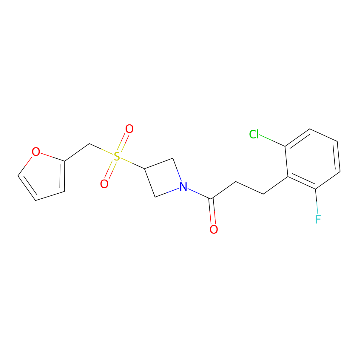 3-(2-Chloro-6-fluorophenyl)-1-(3-((furan-2-ylmethyl)sulfonyl)azetidin-1-yl)propan-1-one molecular structure, CAS 1797343-94-2
