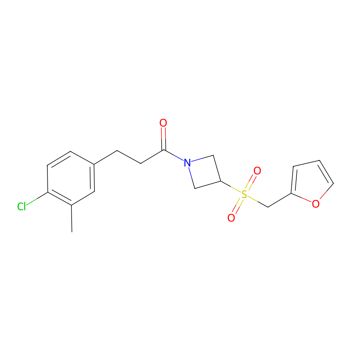 3-(4-Chloro-3-methylphenyl)-1-(3-((furan-2-ylmethyl)sulfonyl)azetidin-1-yl)propan-1-one molecular structure, CAS 1797344-01-4