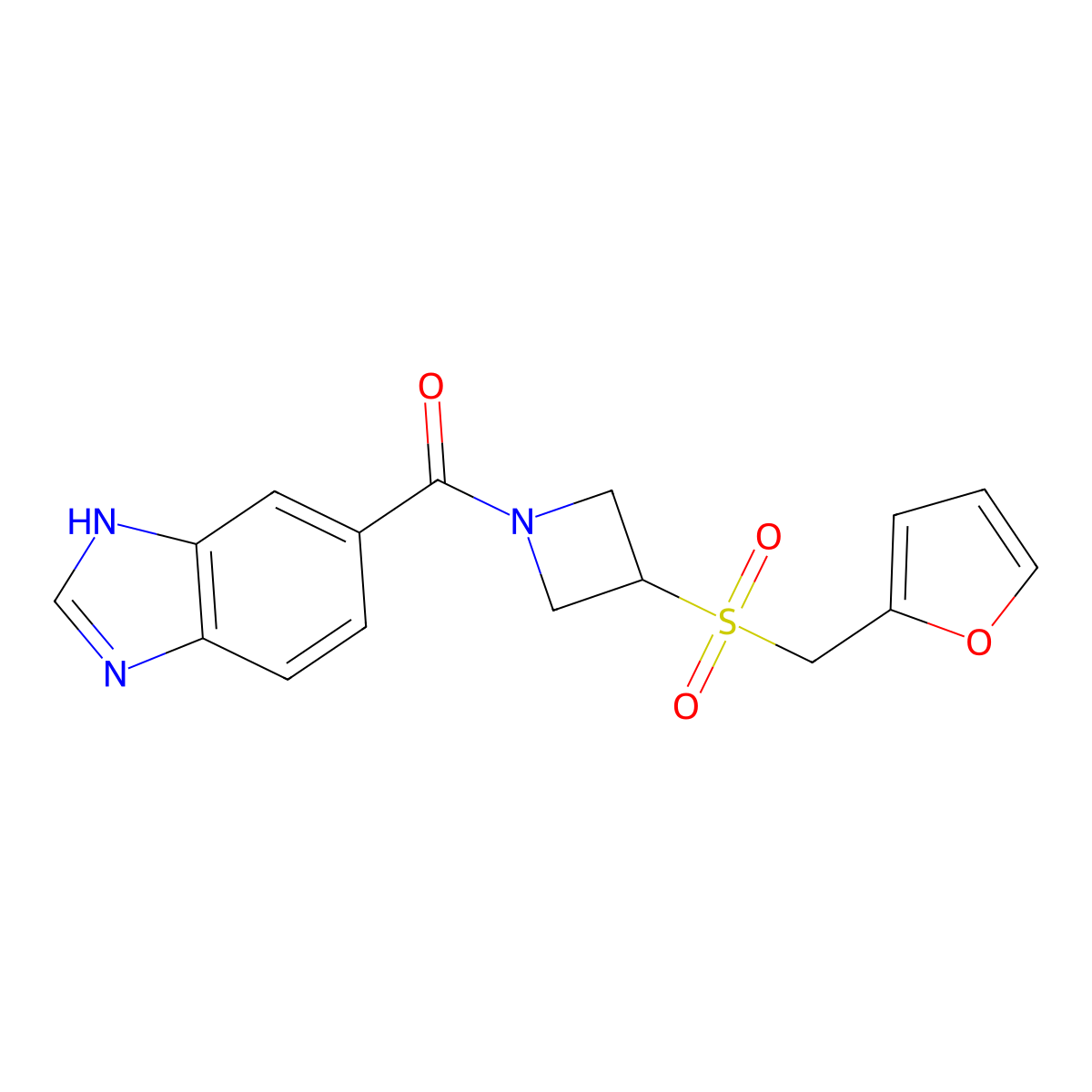 (1H-benzo[d]imidazol-5-yl)(3-((furan-2-ylmethyl)sulfonyl)azetidin-1-yl)methanone molecular structure, CAS 1797344-08-1