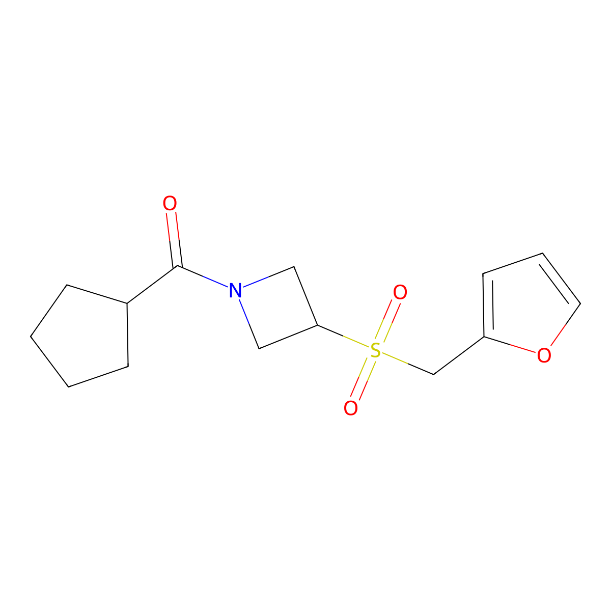 Cyclopentyl(3-((furan-2-ylmethyl)sulfonyl)azetidin-1-yl)methanone molecular structure, CAS 1797344-14-9