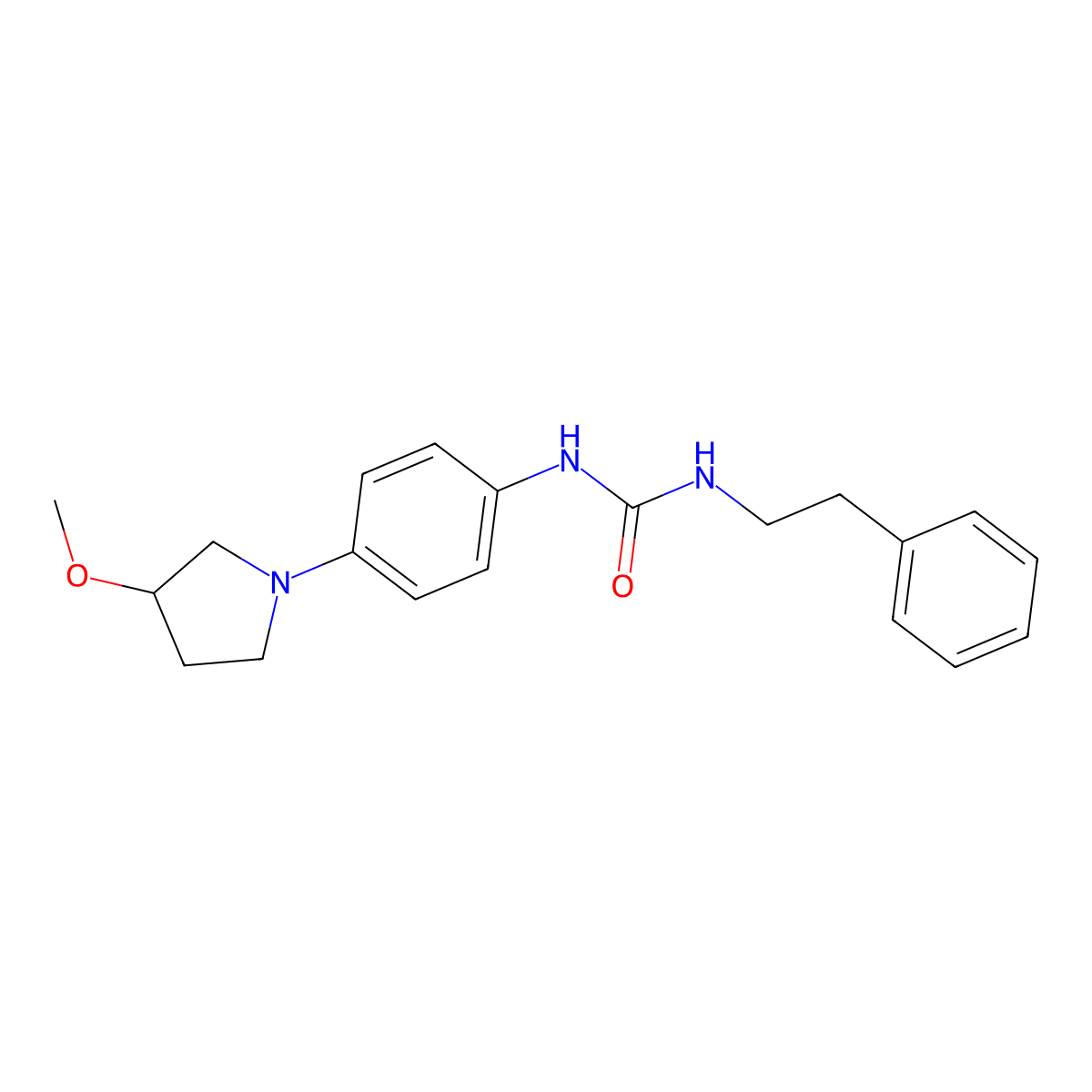 1-(4-(3-Methoxypyrrolidin-1-yl)phenyl)-3-phenethylurea molecular structure, CAS 1797344-81-0