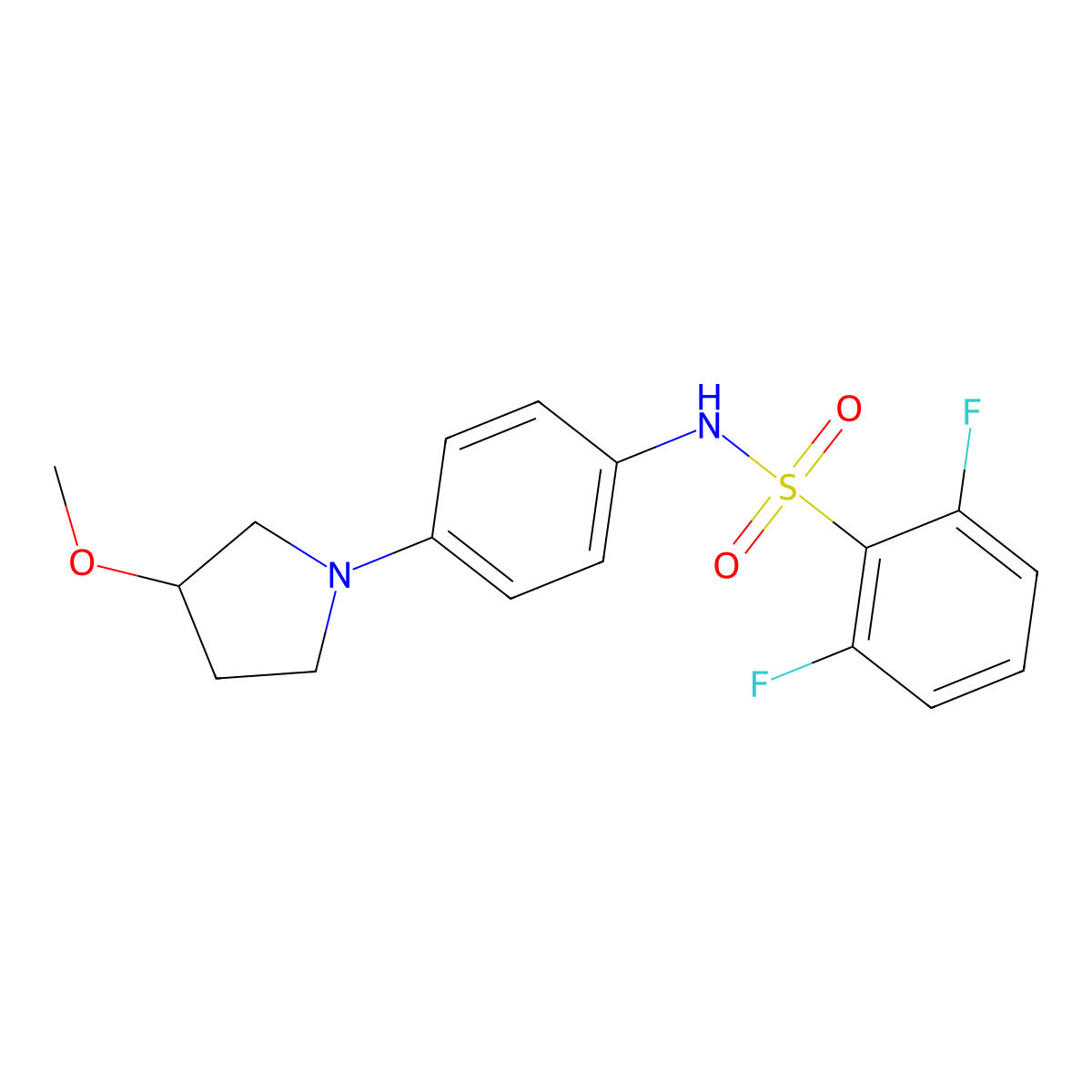 2,6-difluoro-N-(4-(3-methoxypyrrolidin-1-yl)phenyl)benzenesulfonamide molecular structure, CAS 1797344-86-5